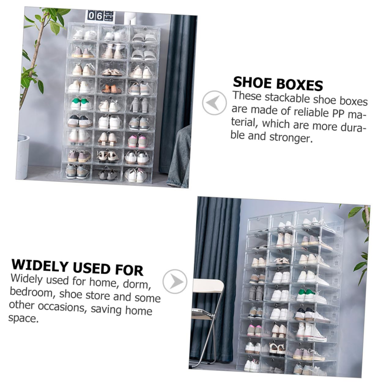 Caja Plegable para Zapatos Transparente Apilable 4 Piezas Pp | 33 X 24x14cm, para Hogar y Dormitorio, Organización de Calzado y Fácil Localización