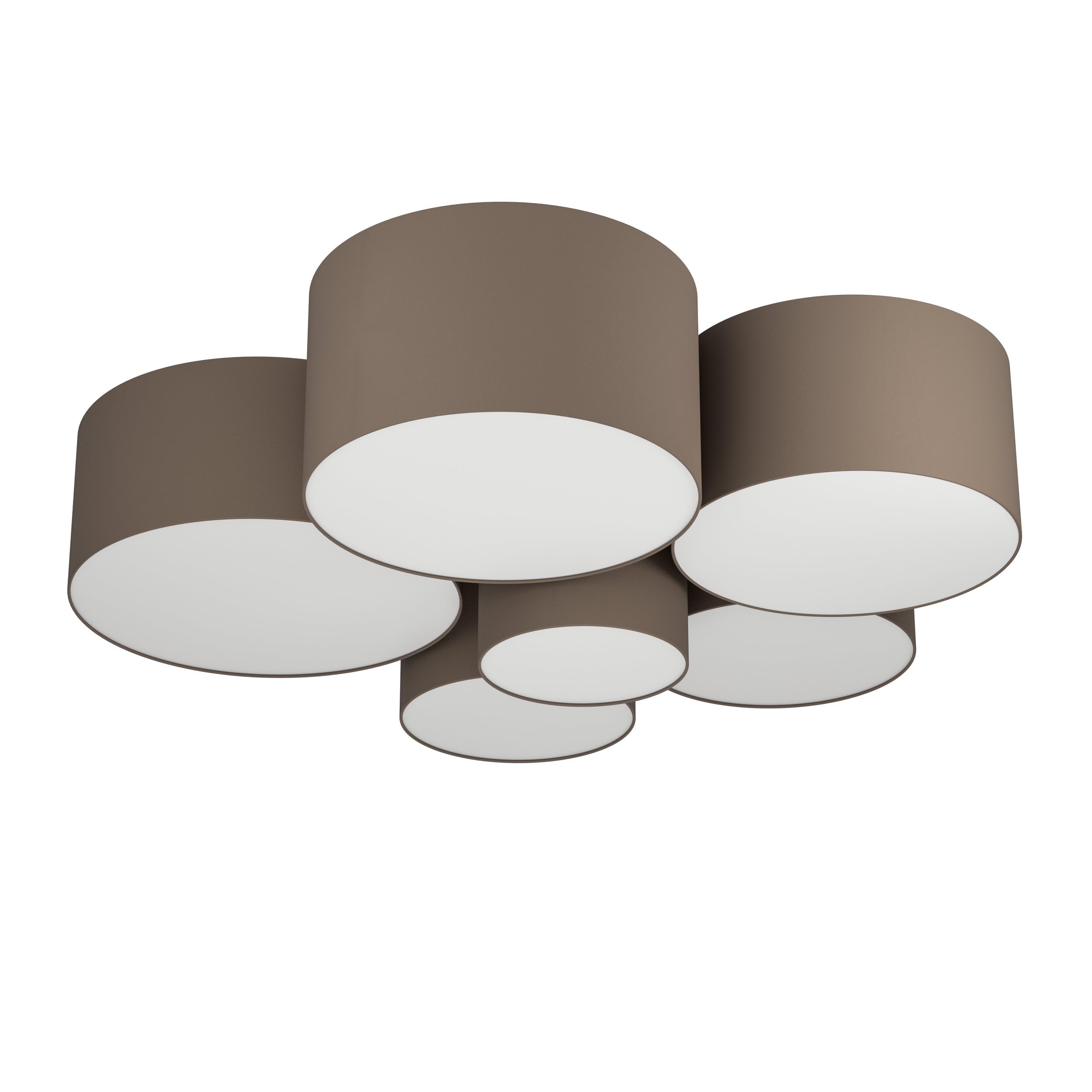 EGLO Deckenlampe Pastore, 6 flammige Textil Deckenleuchte, Deckenbeleuchtung aus Stoff in Weiß und Taupe, E27 Fassung