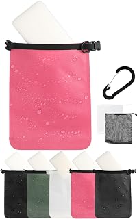Mizkara 【易干且不易粘腻】肥皂盒 便携用 温泉套装 肥皂架 旅行 便利商品 起泡网 带登山扣 肥皂盘 (粉色)