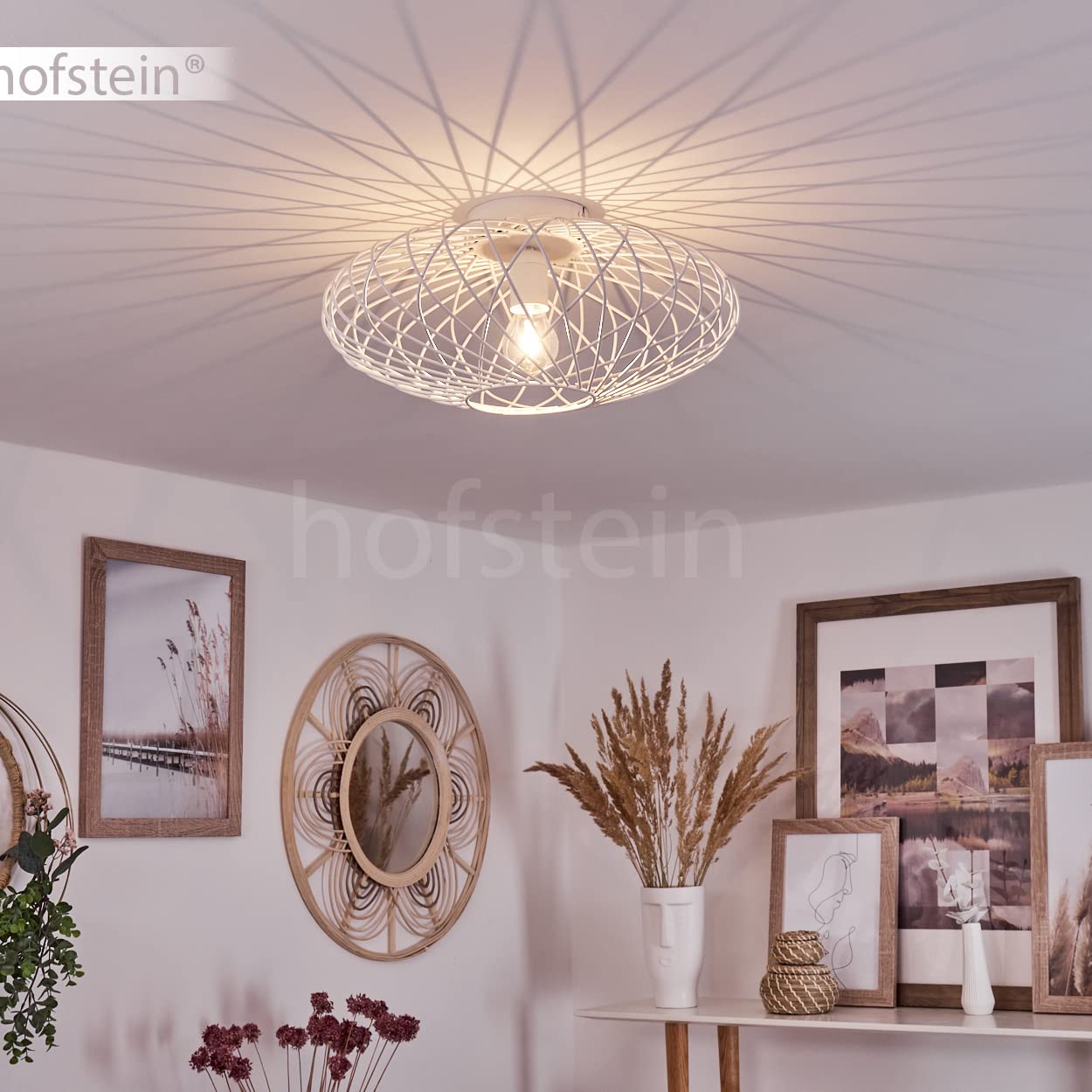 Wemude Deckenleuchte Retro – Rund, Altmessing, 40 Cm, 1-flammig Mit Gitter-Optik, Ohne Leuchtmittel