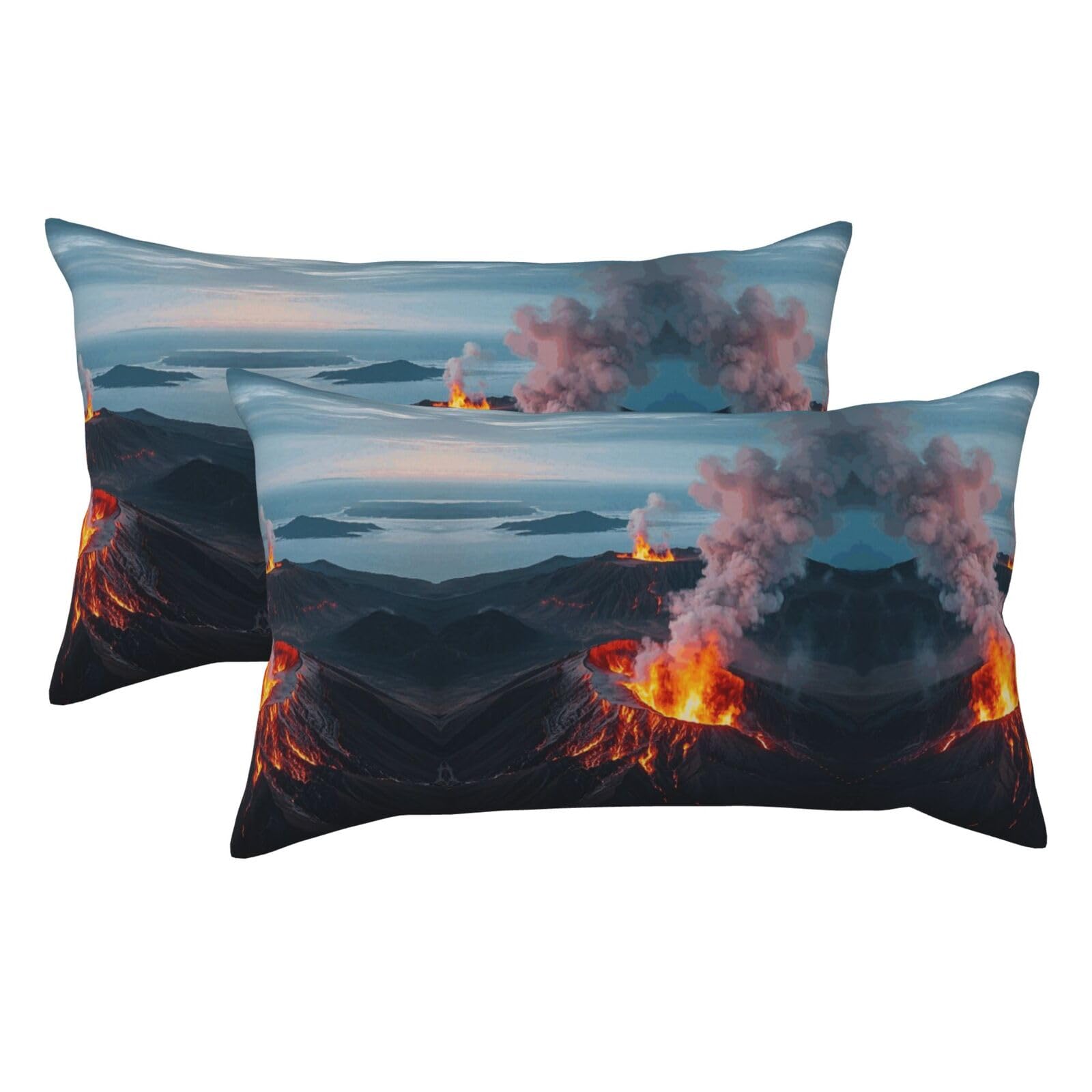 Volcano Luxury King Pillowcases Set of 2, Plush Velvet Feel Pillow Covers with Hidden Zipper, Skin & Hair Friendly, 20x36 Inches Pillow Cases for Sleeping Gift