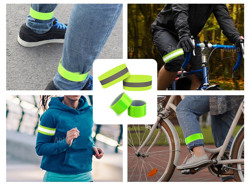 4PCS Chalecos Reflectantes Seguridad, Chaleco Reflectante para Bicicleta, Chaleco Bandas Reflectantes, Reflectantes Ajustable Ligero Chaleco, para Ciclismo, Trotar, Correr, Senderismo(Amarillo)