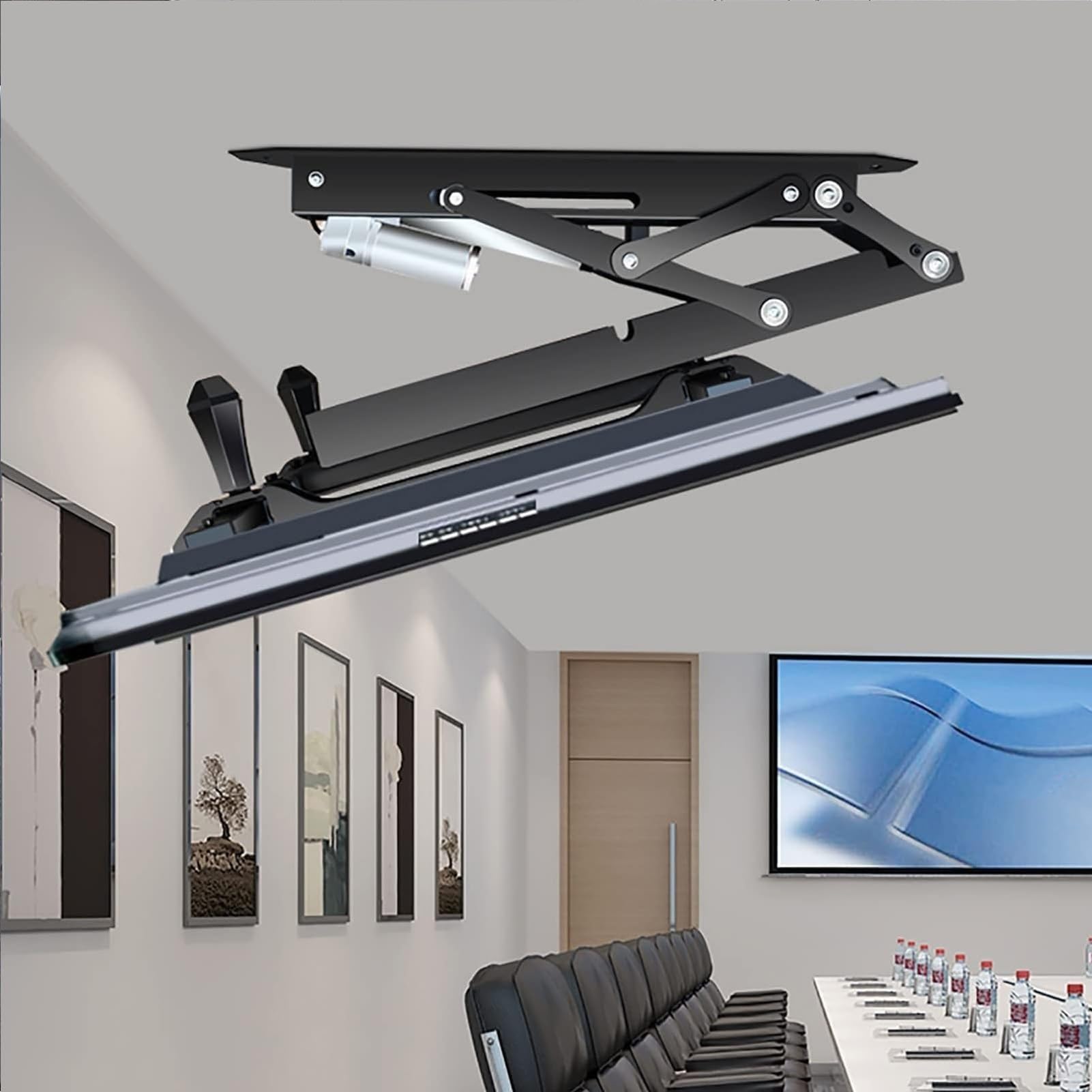 Support mural motorisé pour TV, plafond électrique, levage automatique de 127 à 228 cm, rabattable de 0 à 85 °, motorisé avec télécommande télescopique
