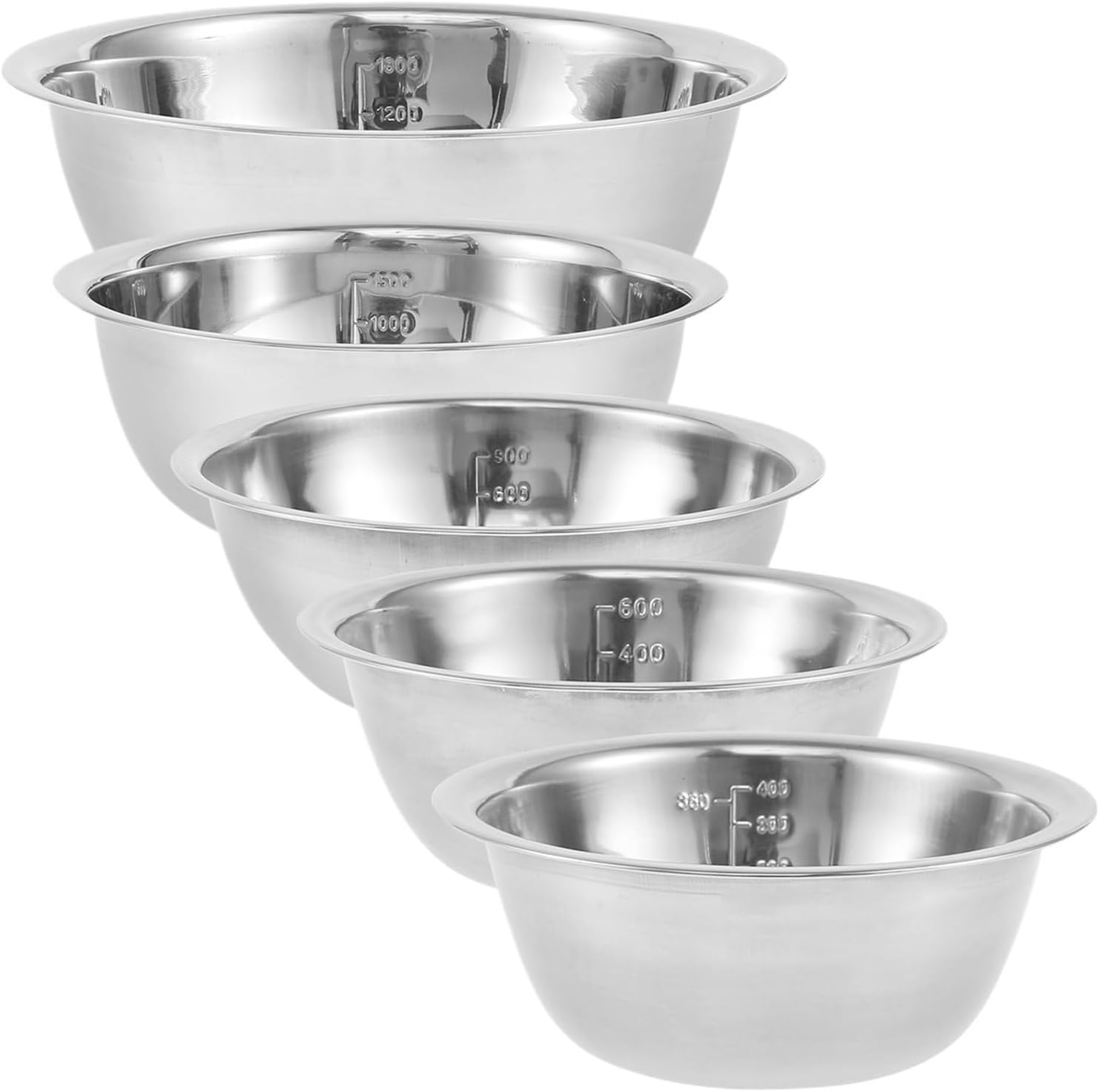 Stainless steel bowl Stainless Steel Mixing Bowl Set Fruit Salad Food Tableware Soup Noodles Kitchen Cooking Baking Tools 14/16/20/22/24cm(5pcs)