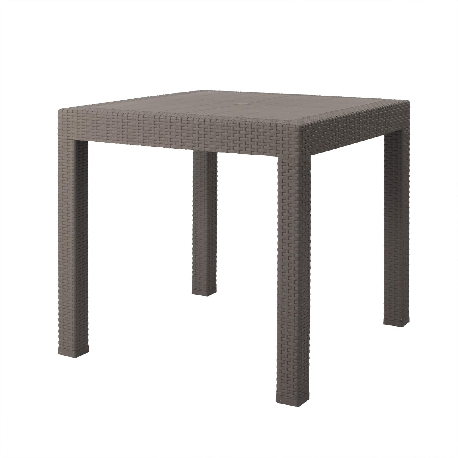 Table de salle à manger carrée résine gris lin 80cm jardin terrasse