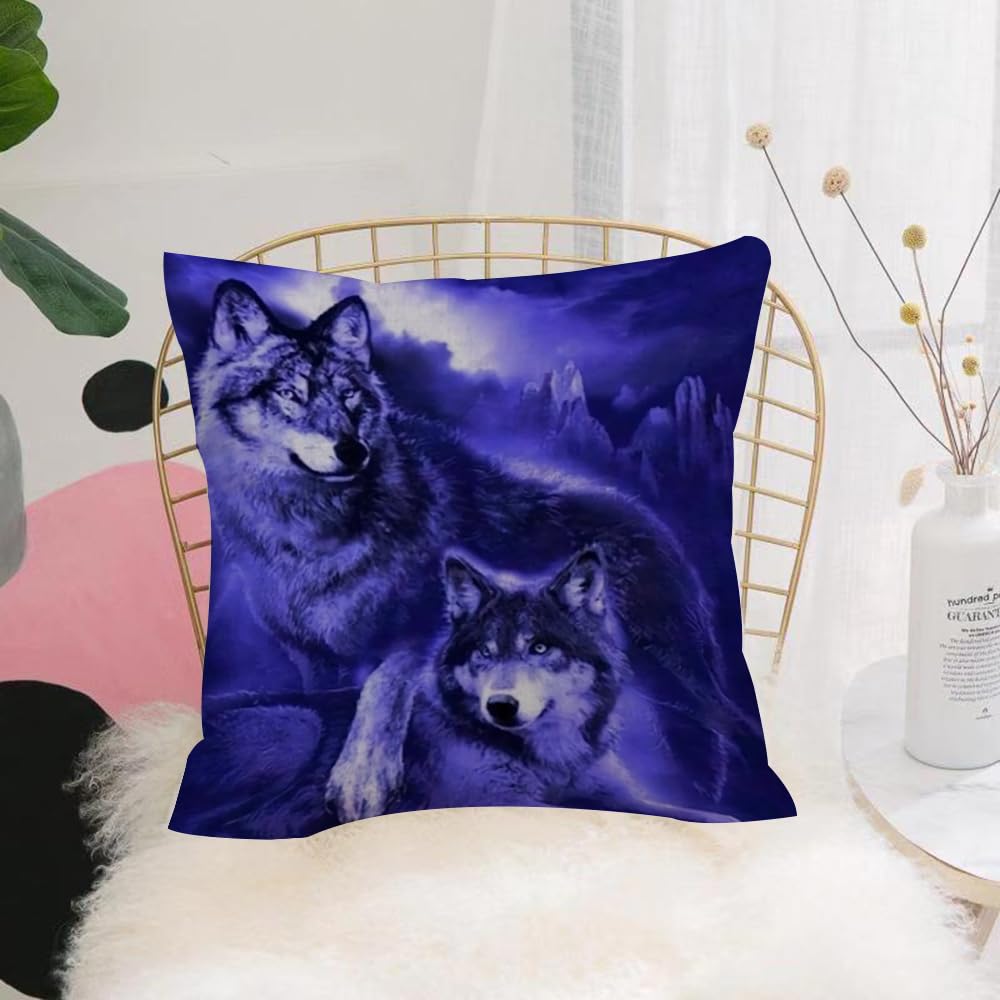 HYOSXW Cushion Cover,Throw Pillow Case Home Decorative for Living Room Bedroom Sofa Chair 16X16 Inch,Grey wolf with a black background,Pillowcase 40X40cm