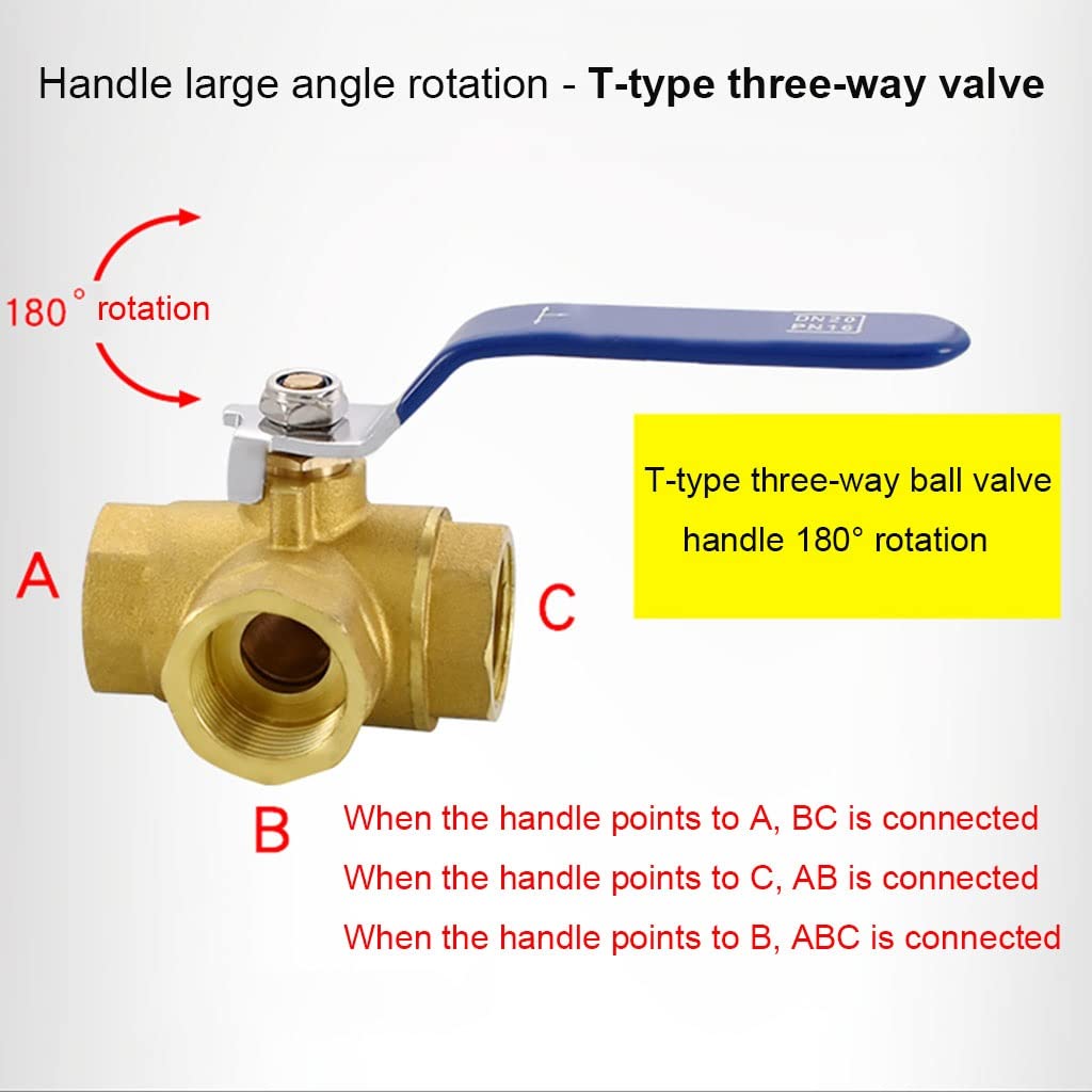 Valvola a Sfera Pipe t Port, valvola deviatrice PE Valvola a Sfera a Tre Vie, deviatori Doccia, 1/4" 3/8" 1/2" 3/4" 1" BSP Filettatura Femmina T-Port Adattatore connettore valvola a Sfera in Ottone a