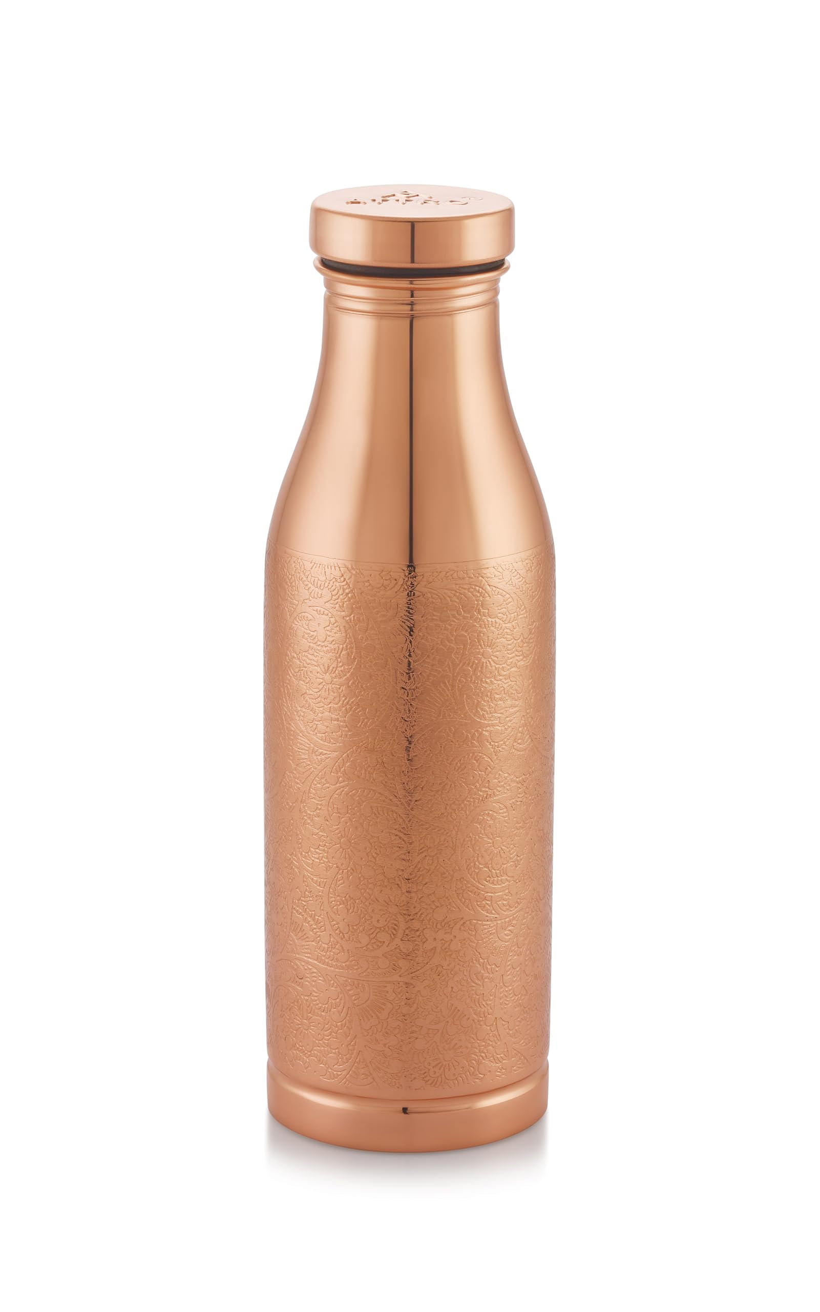 Vedic Copper 700ml Water Bottle Improve Your Immunity, Brain, Nervous System & Healthy Skin Natural Ayurveda Benefits Authentic Copper Water Bottle Carving