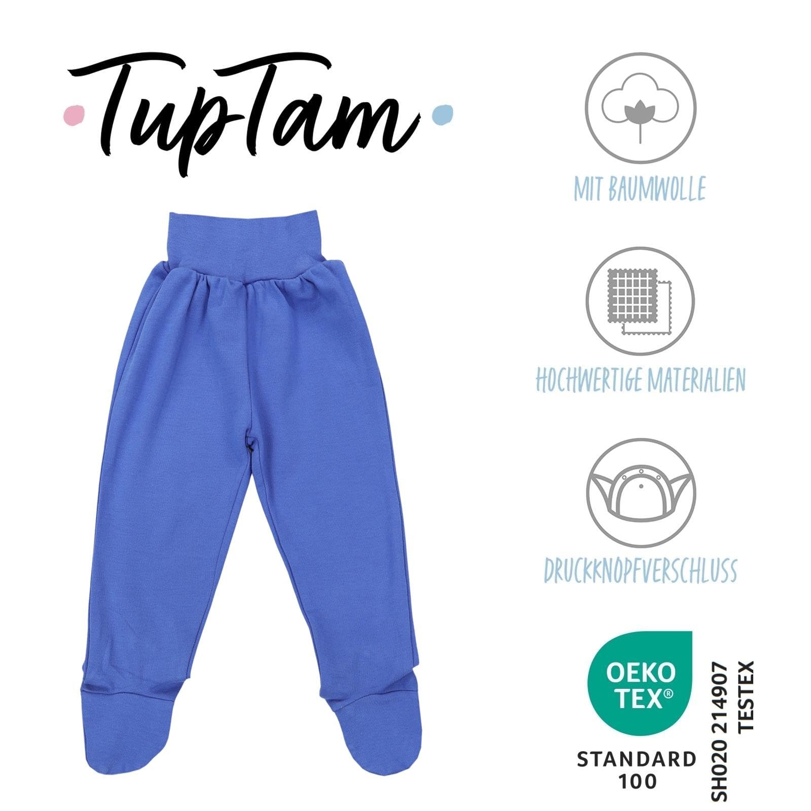 TupTam Pantalon Bébé Garçon avec Pieds 3 Pièces – Pantalon Bébé Confortable en Coton Doux