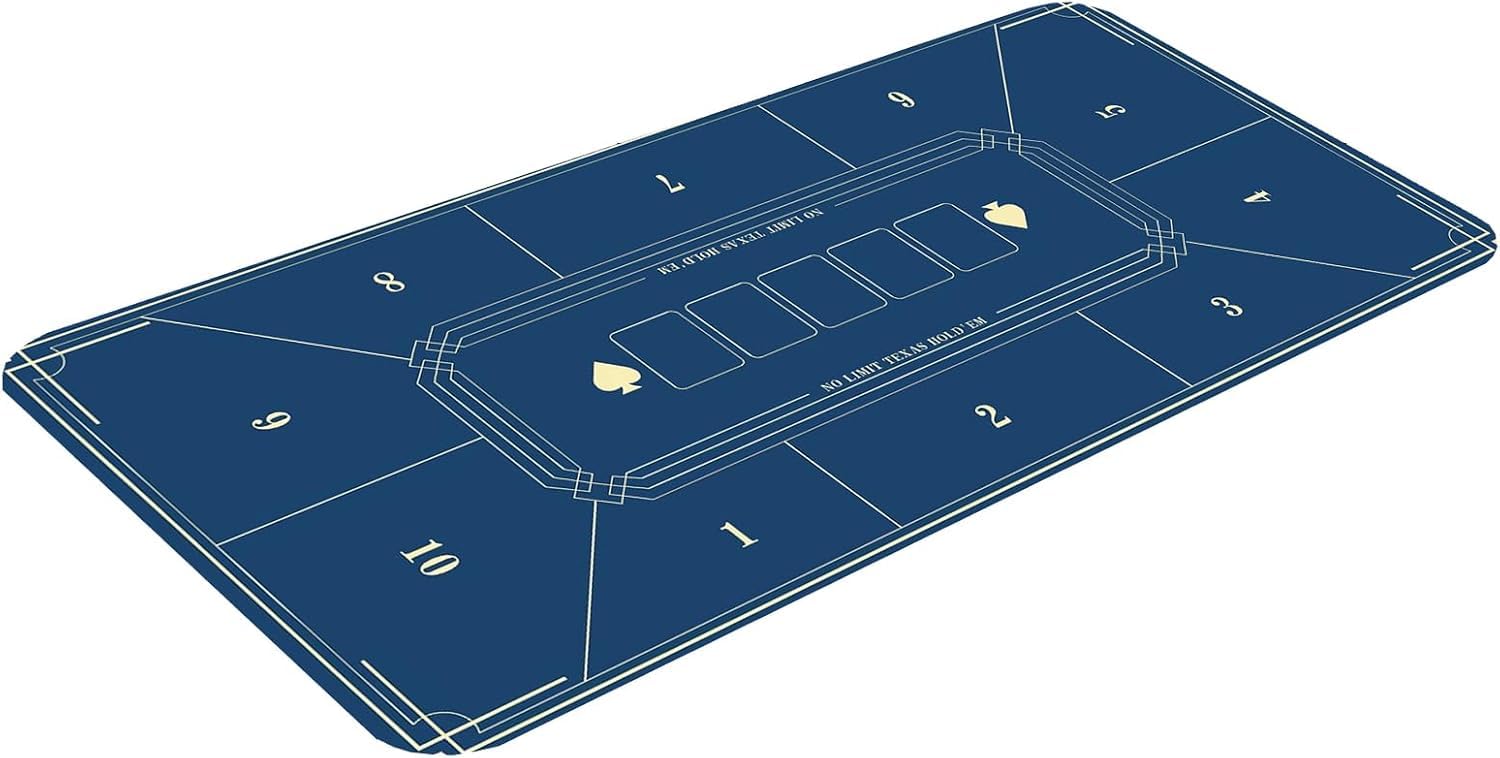 Tapis de poker - Tapis de poker professionnel portable, tapis de poker Texas Hold'em, tapis de table professionnel avec sac de transport, housse de table de jeu en caoutchouc for fêtes(Blu,S)