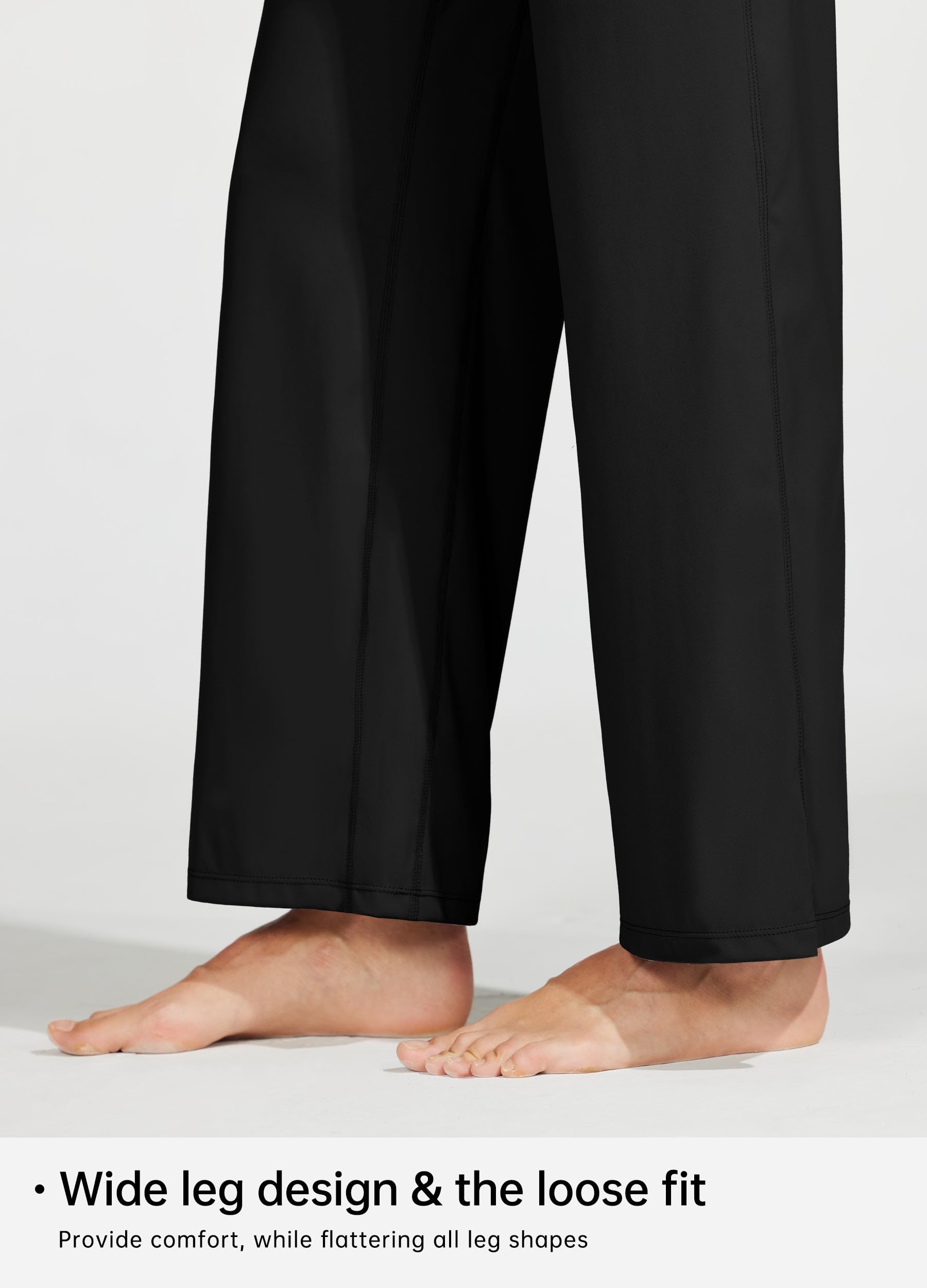 WILLIT Yogahose Damen Weites Bein Sporthose Hohe Taille Yoga Hosen Bauchkontrolle Schlaghose Freizeithose Frauen Jogginghose mit Taschen 28"/30"