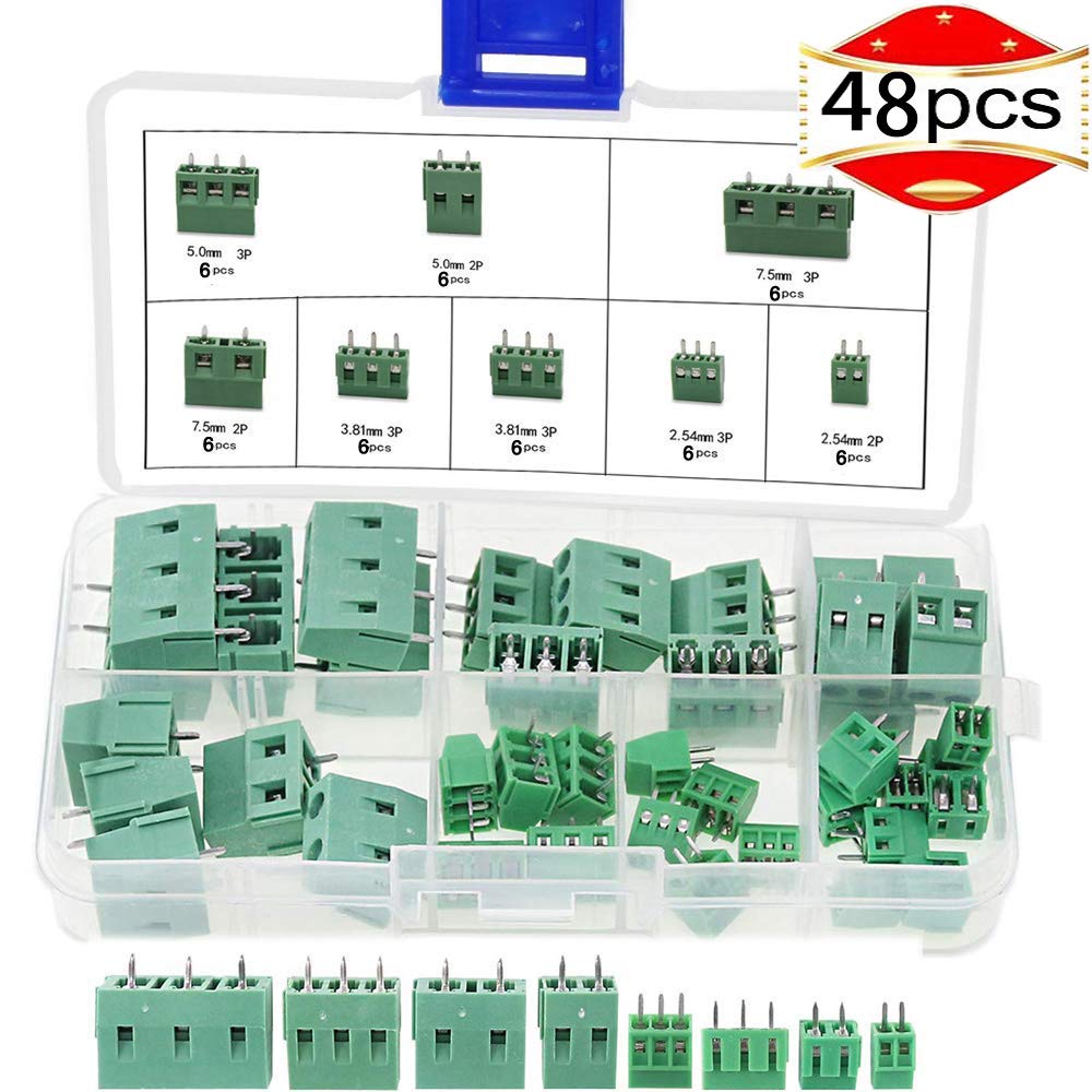 Buy RUNCCI-YUN 48PCS PCB Screw Terminal Block 2Pin 3Pin Pitch PCB Screw ...