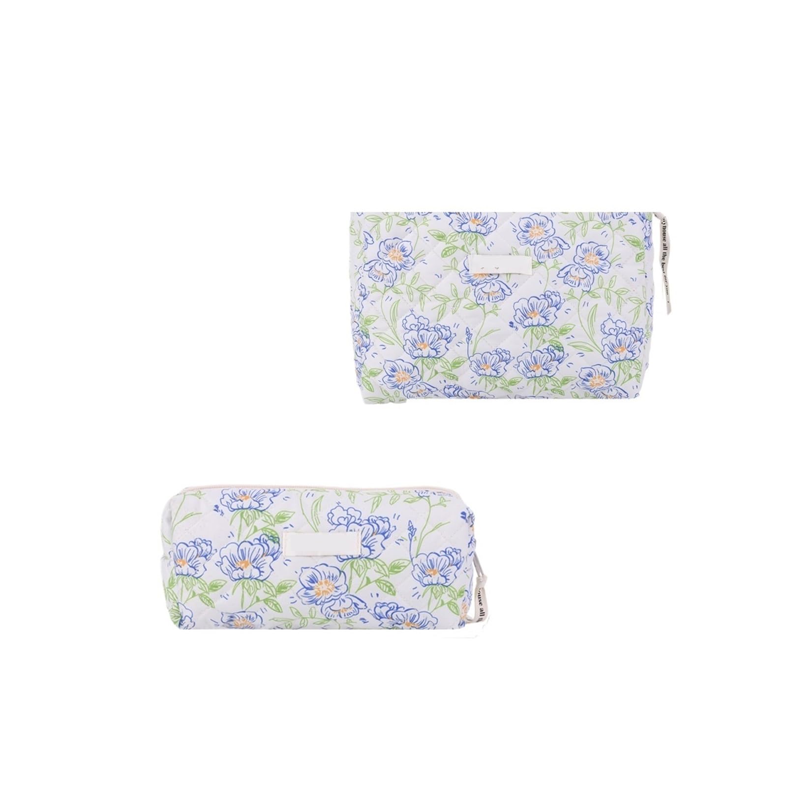 3-teilige Gesteppte Make-up-Tasche mit großer Kapazität, tragbare Kosmetiktasche Blumenmuster, Hautpflege-Clutch-Aufbewahrungstasche für Den Täglichen Gebrauch(Color-12)