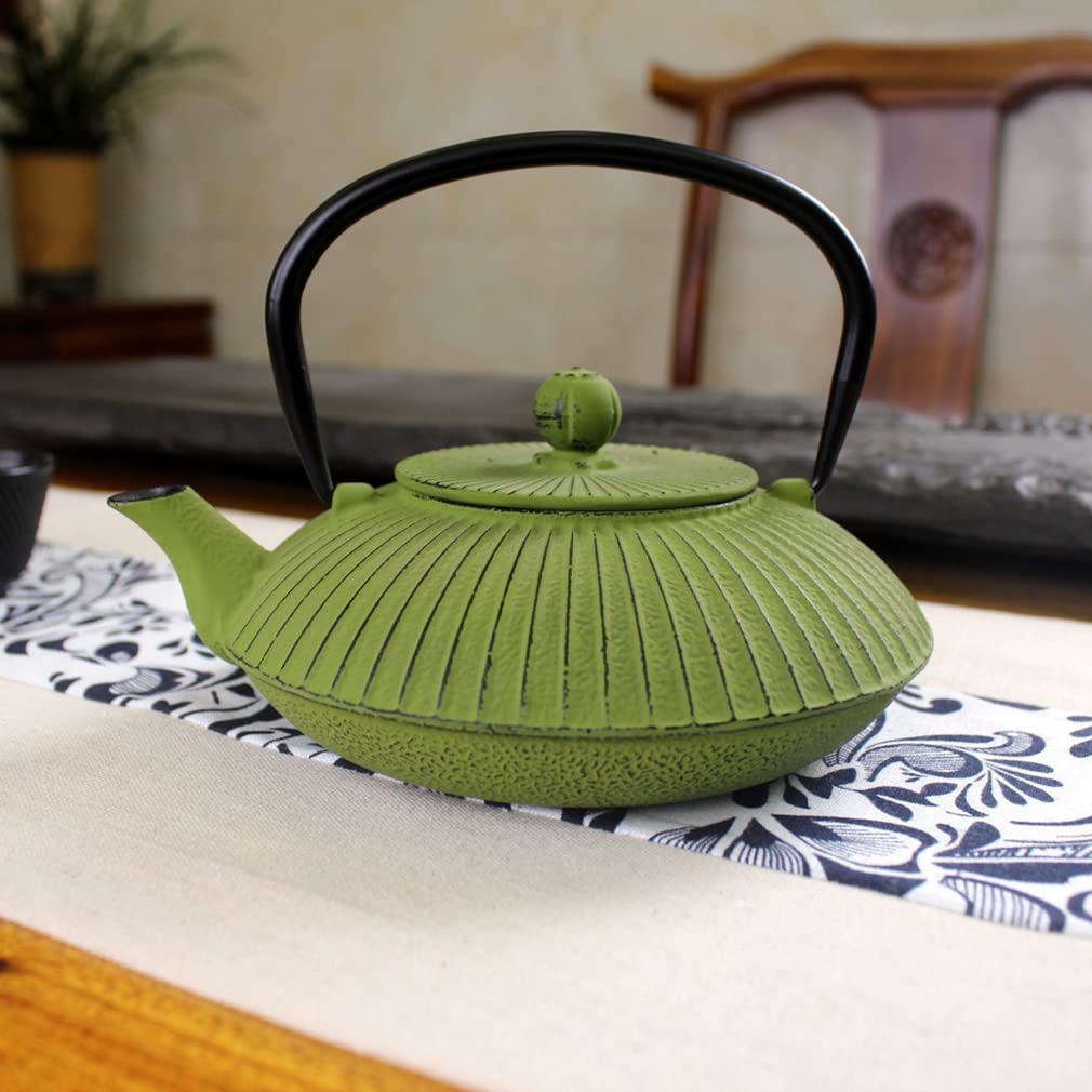 可愛いカボチャ型の鉄瓶兼用急須(1200ml)ライトグリーン
