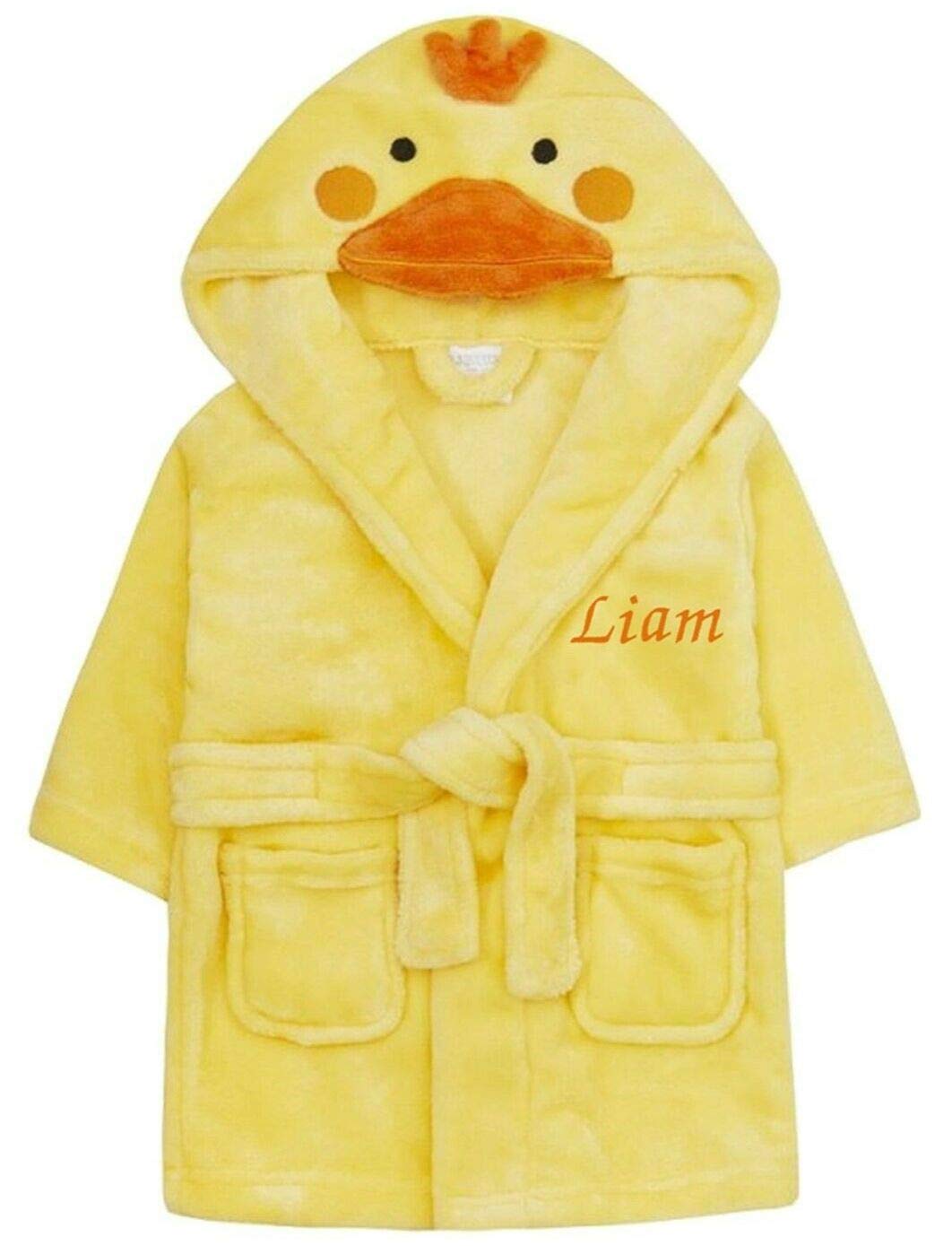 Boost Kid Essentials Girls Duck Kids Essentials Boy Personalised Animal Dressing Gown Bathrobe Hooded (, 3-4 Years)