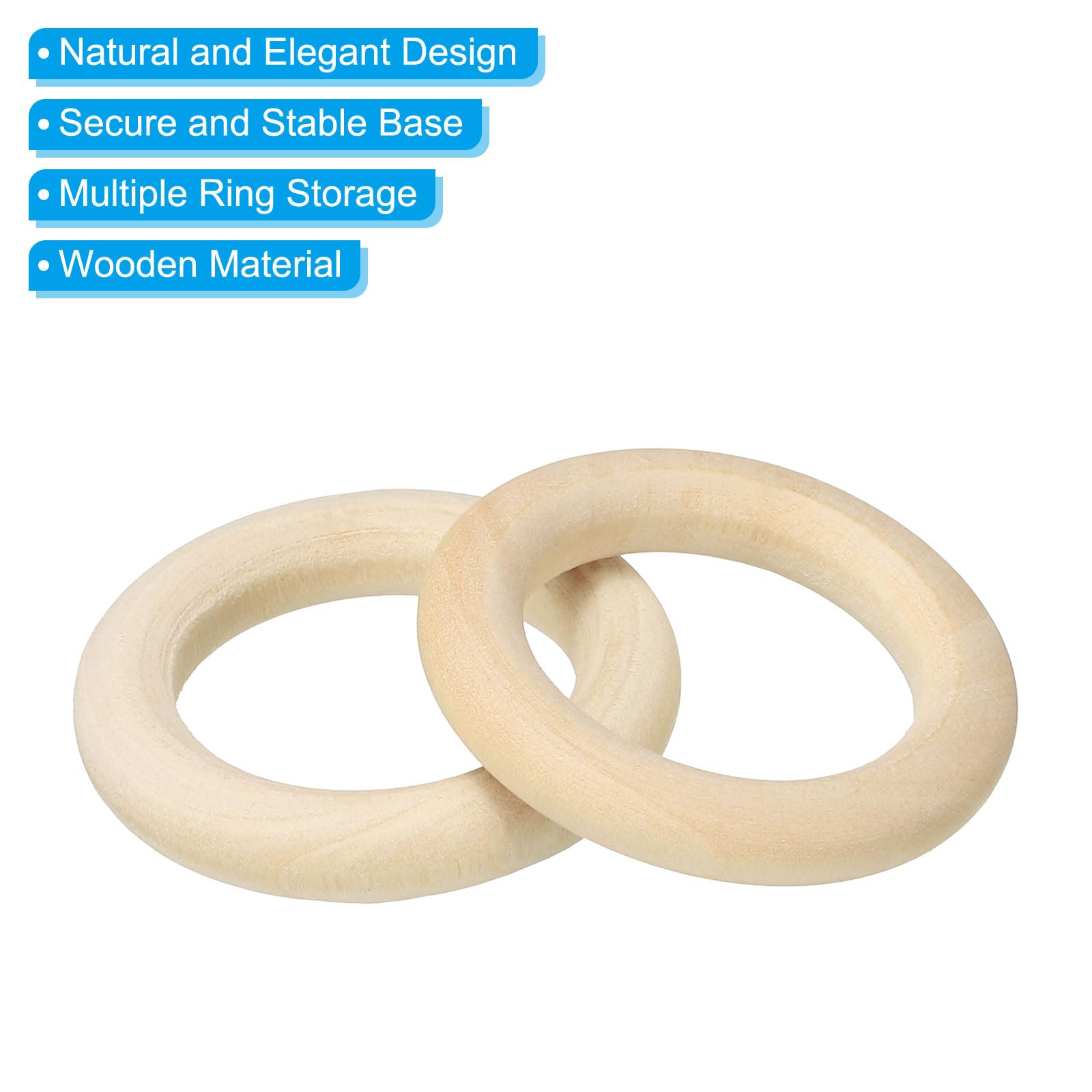PATIKIL 35mm/1.4" Unfinished Wooden Rings, 10 Pack Natural Solid Wood Rings Circle for DIY Craft Ring Pendant Connectors Wood Color - Image 4