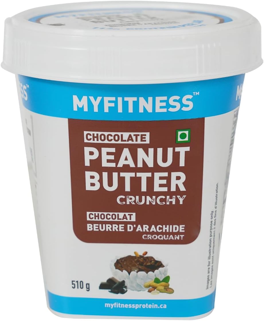 MyFitness Chocolate Crunchy 510g | 23g Protein | Cholesterol & Gluten Free | Dark Chocolate | Vegan | Tasty & Healthy Nut Butter Spread | Crunchy & Nutty Peanut Butter | Zero Trans Fat