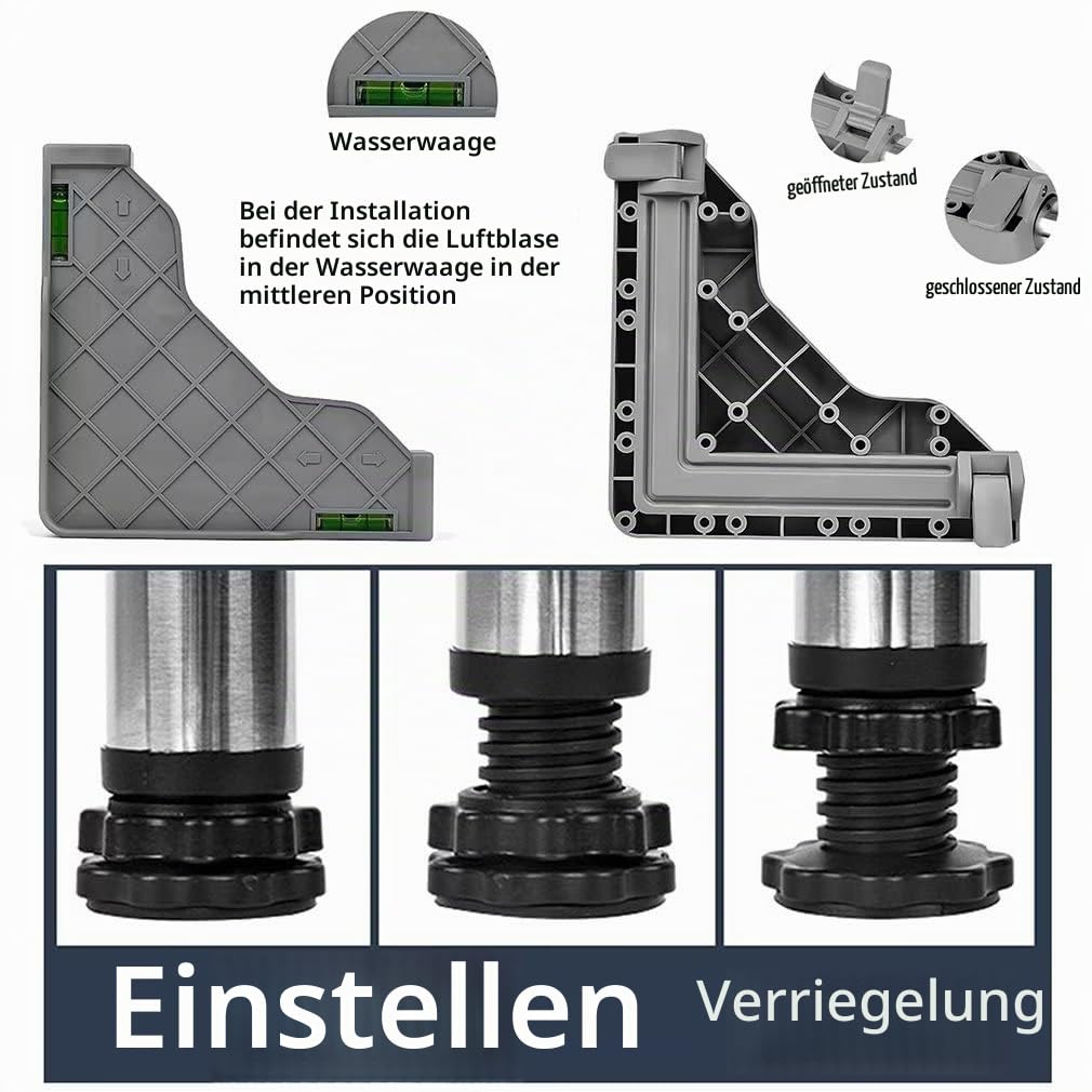 Kühlschrank Podest Höhenverstellbarem Sockel für Kühlschrank 45-65cm Verstellbare Tiefkühltruhe Untergestell Stand für Trockner Standfuß für Geschirrspüler Antirutschmatte