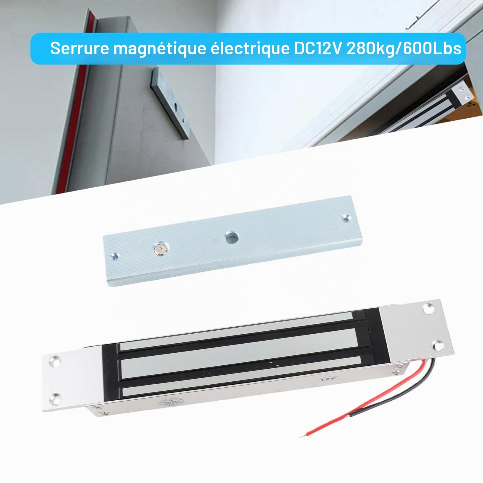 Sonew Serrure magnétique électrique,280kg / 600Lbs maintenant le mode sécurisé de NC12 de serrure d'électro-aimant de force