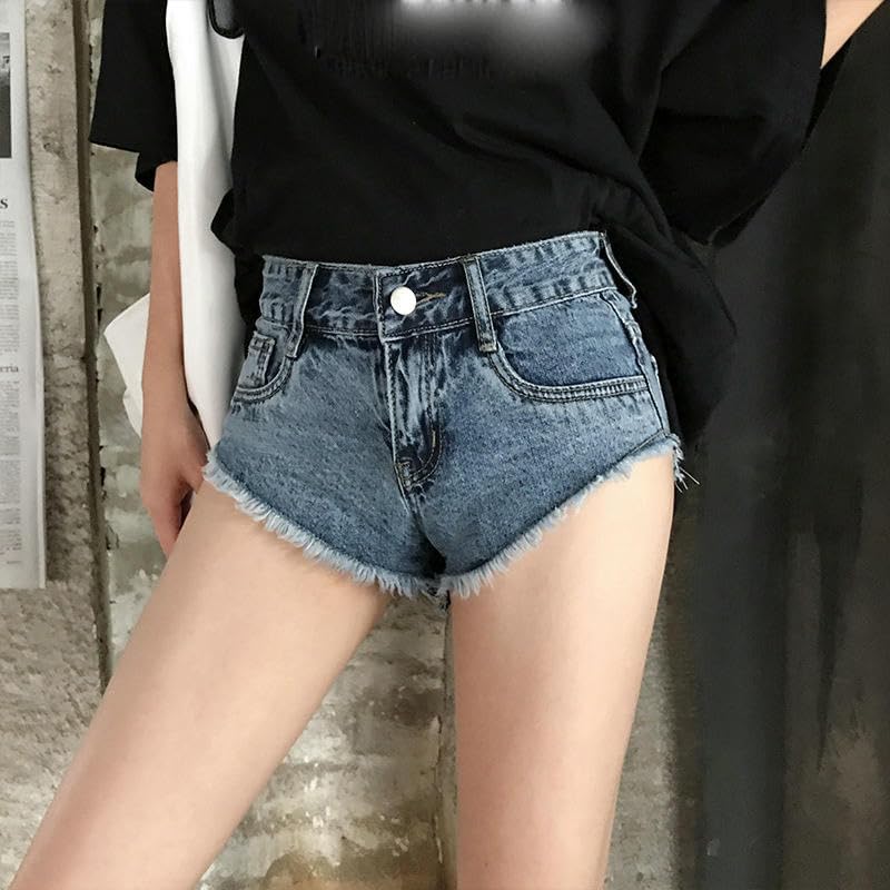 JYHBHMZG Trendy Low-Waist Women's Korean Style Short Denim Shorts