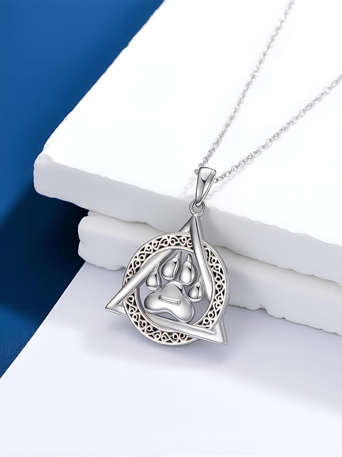Therian Necklace 925 Sterling Silver Paw Print/Celtic Knot/Wolf Therian Pendant Therian Jewelry Gifts for Women Men