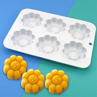 mostsom Cookie Chocolate Silicone Mold Sun's Smile 6-Cavity Chocolate Molds for Candy, Silicone Baking Molds for Mini Cakes, Jelly (Sun Smile D_8.56x5.68x0.92inch)