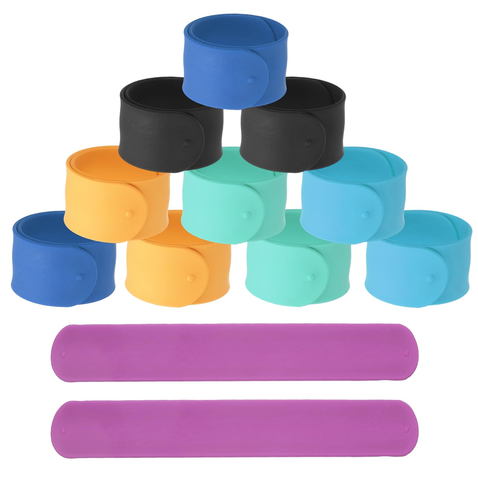 YELARXI Slap Bracelets, Silicone Charm Bracelets Snap Band - 12Pcs Fitting for (Birthday Holiday Exchanging Gifts Party Favors Crafts Project DIY Prizes) 8.5" & Multicolor3