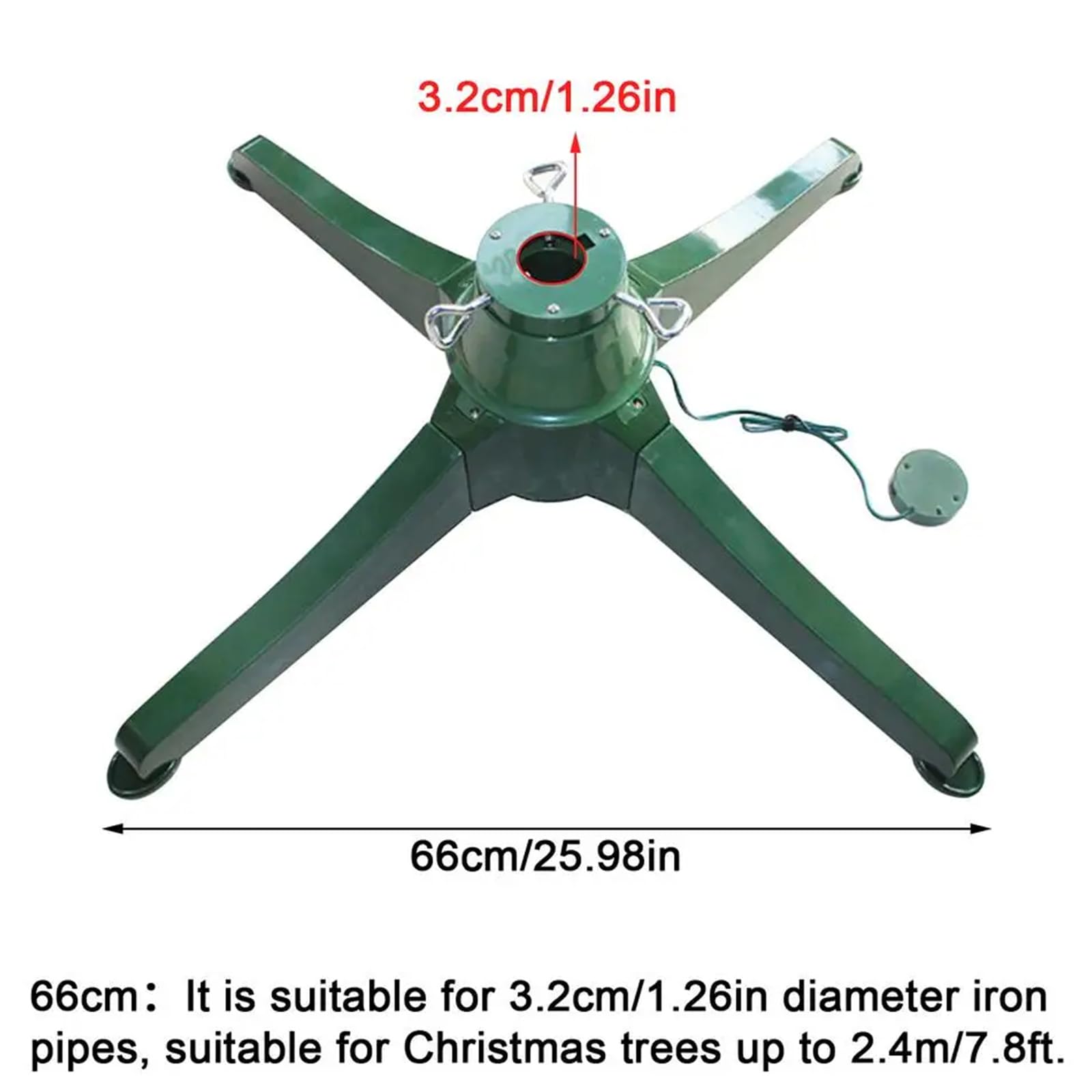 Support De Sapin De Noël Réglable Rotatif à 360 Degrés - pour Sapin De Noël Jusqu'à 9,5' - Support De Sapin De Noël électrique Rotatif pour Sapins Artificiels/Faux, 80 Livres Maximum 66cm