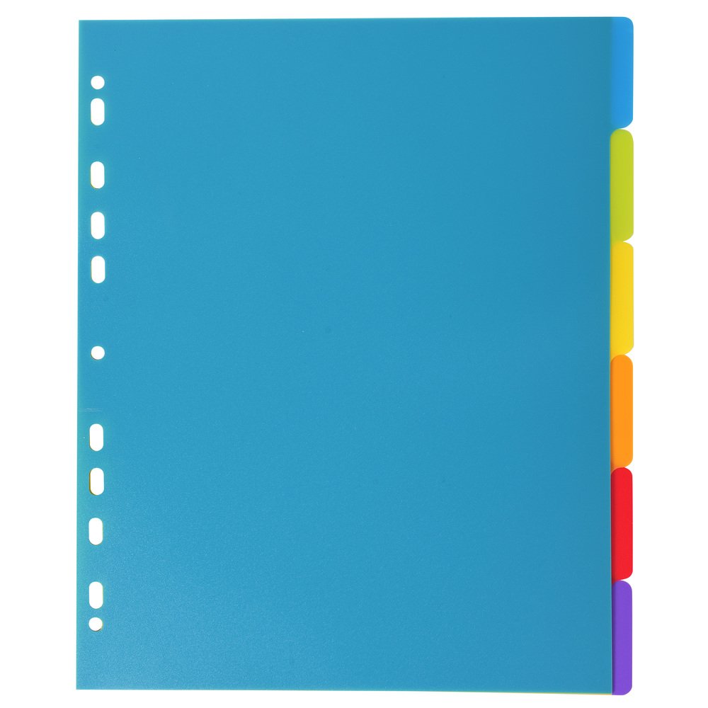 Exacompta - Ref 3806E - Campus PP Dividers - Suitable for A4+ Documents, 6 Tabbed Parts, 0.3mm Rigid Polypropylene, Pre-Punched for Folders - Multi-coloured