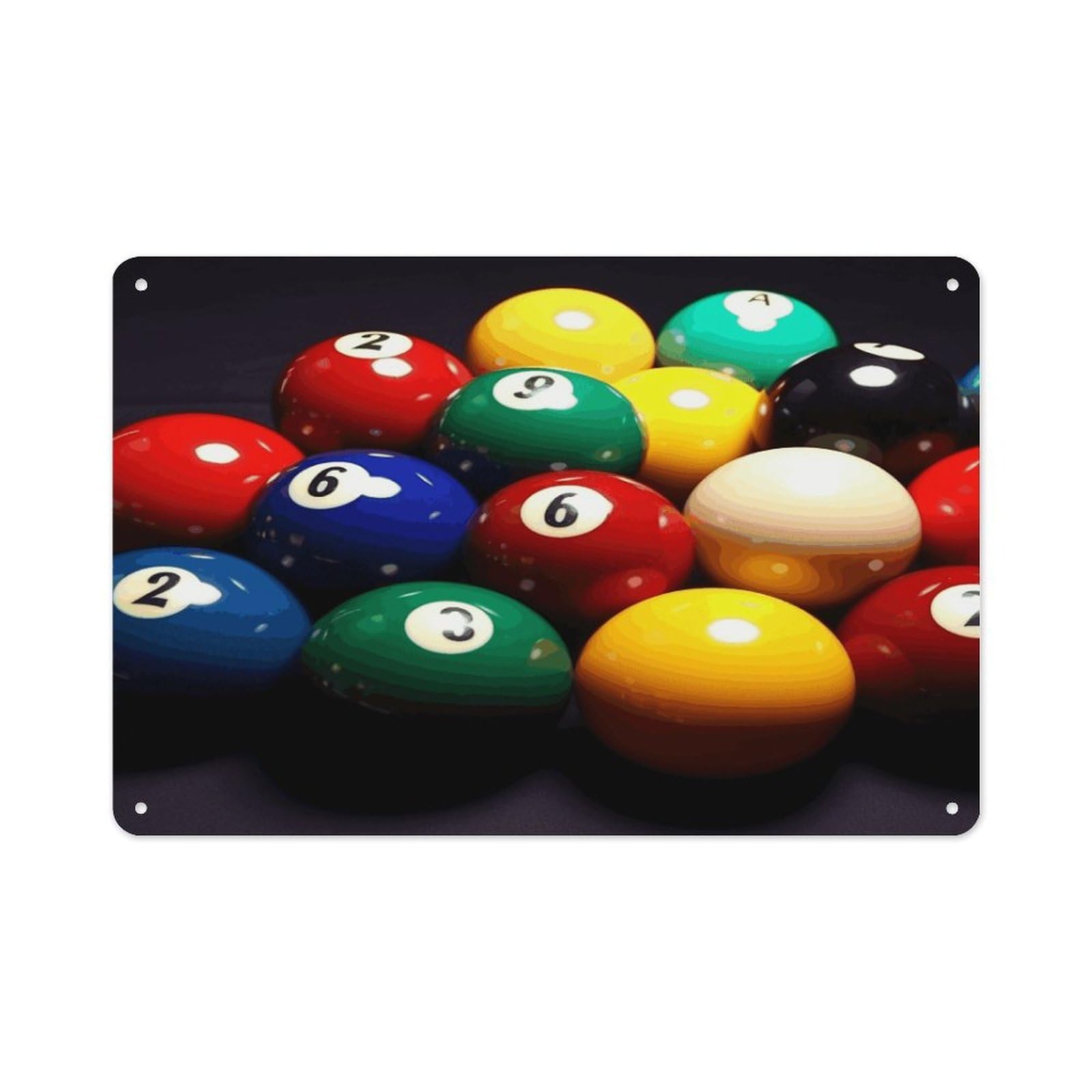VstaDank Vintage Metal Sign Sublimation Aluminum Color Billiards Plaque Sign Weatherproof Art Decorative Wall Plate Boho Aluminum Wall Hanging Decor Retro Poster Plaque 8x12in