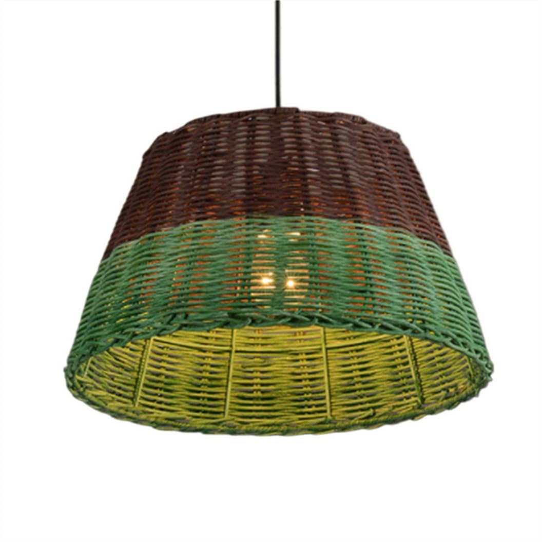SHUANGZ Retro Rattan Ceiling Pendant Light with Metal Frame Wicker Fixture Industrial Style Kitchen Island Natural Bambo Rattan Ceiling Lamp for Restaurant Bedroom Living Room Handmade Design