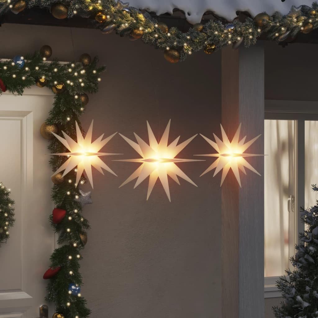 Homgoday Lámpara Estrella Moravia LED Plegable 3 Unidades blanxo Luces de Navidad Casa y jardín
