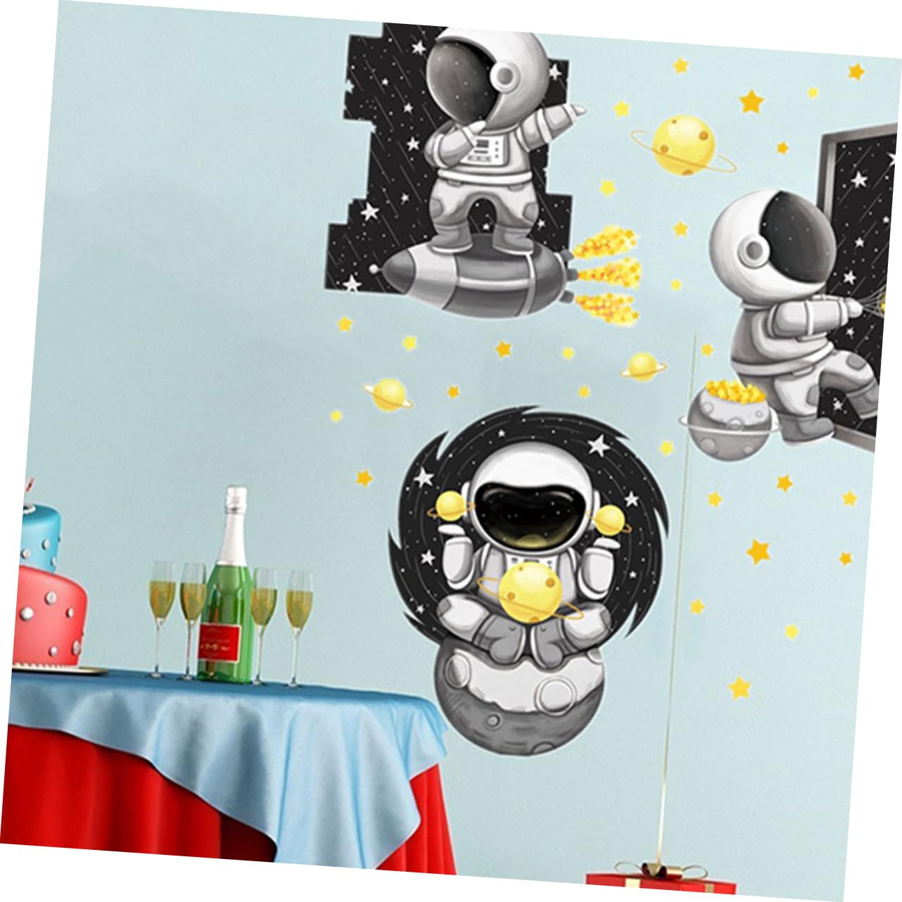 OSALADI 2pezzi Adesivo Murale Astronauta Cartoon Pvc Decorazione Per Pareti Casa Stile Creativo e Divertente Facile Da Applicare Per Camera Da Letto e Bagno