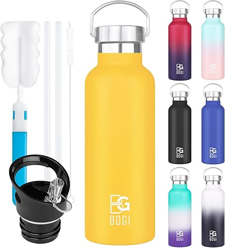 Miniatura 1 de BOGI - Botella de agua, de acero inoxidable, de 20 oz, doble pared, aislada al vacío, resistente a los rasguños y ecológica, para deportes al aire
