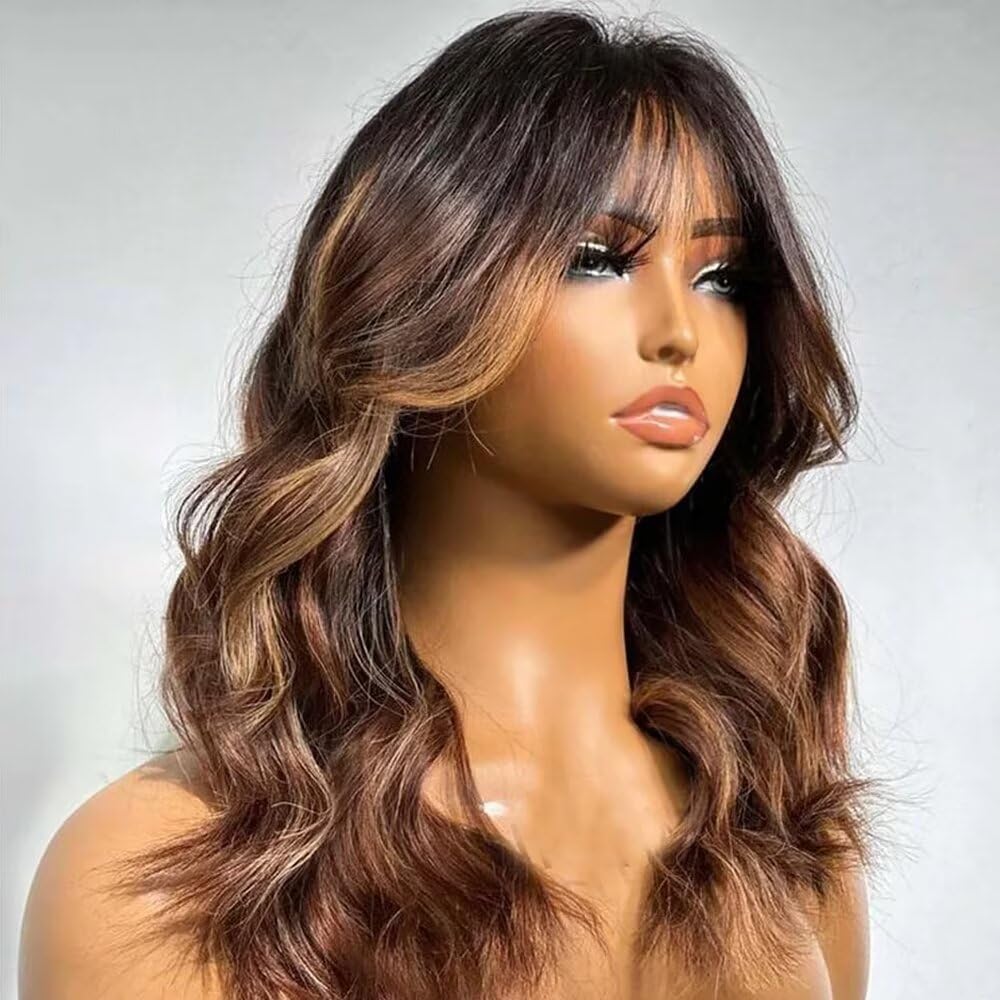 Amazon.com : Ombre Brown and Honey Blonde Layered Cut Wavy  display picture 2