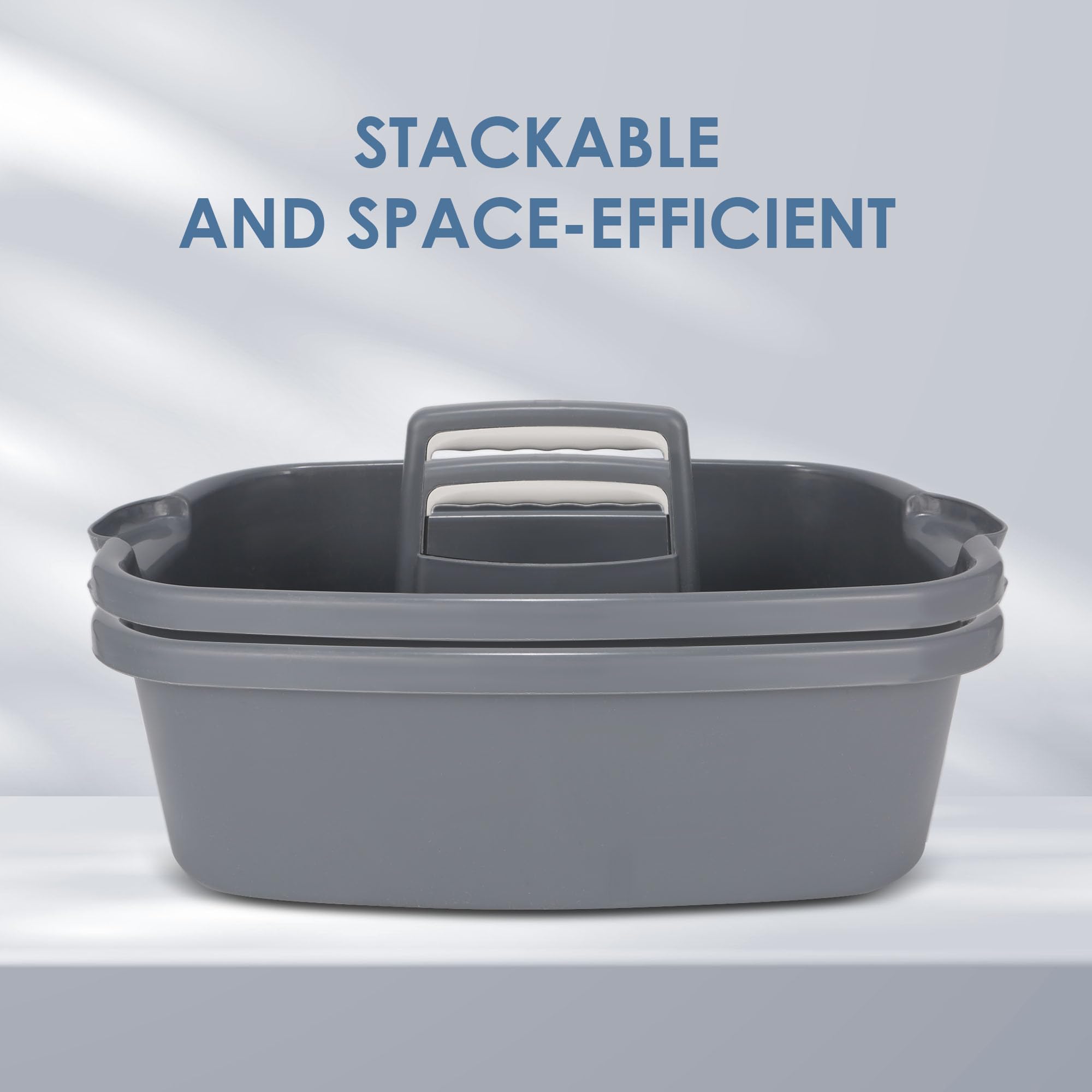 Organizador apilable para productos de limpieza, cesta de almacenamiento multiusos de plástico con asa, cesta para herramientas de jardín, cesta de limpieza, organizador de baño, caja de