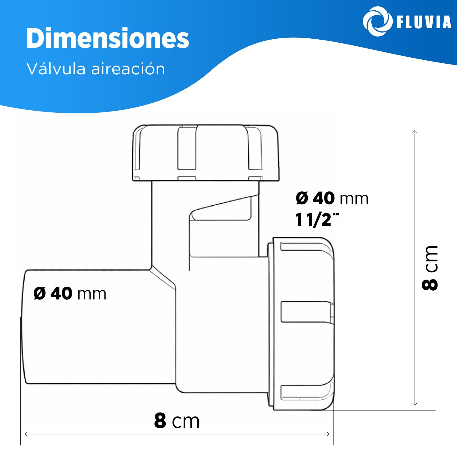 Válvula de Aireación Intercambiable 1 1/4 x 32 Elimina Malos Olores y Gorgoteo en Desagües – Fácil Instalación para Lavabo, Fregadero y Bote Sifónico Fluvia - 3