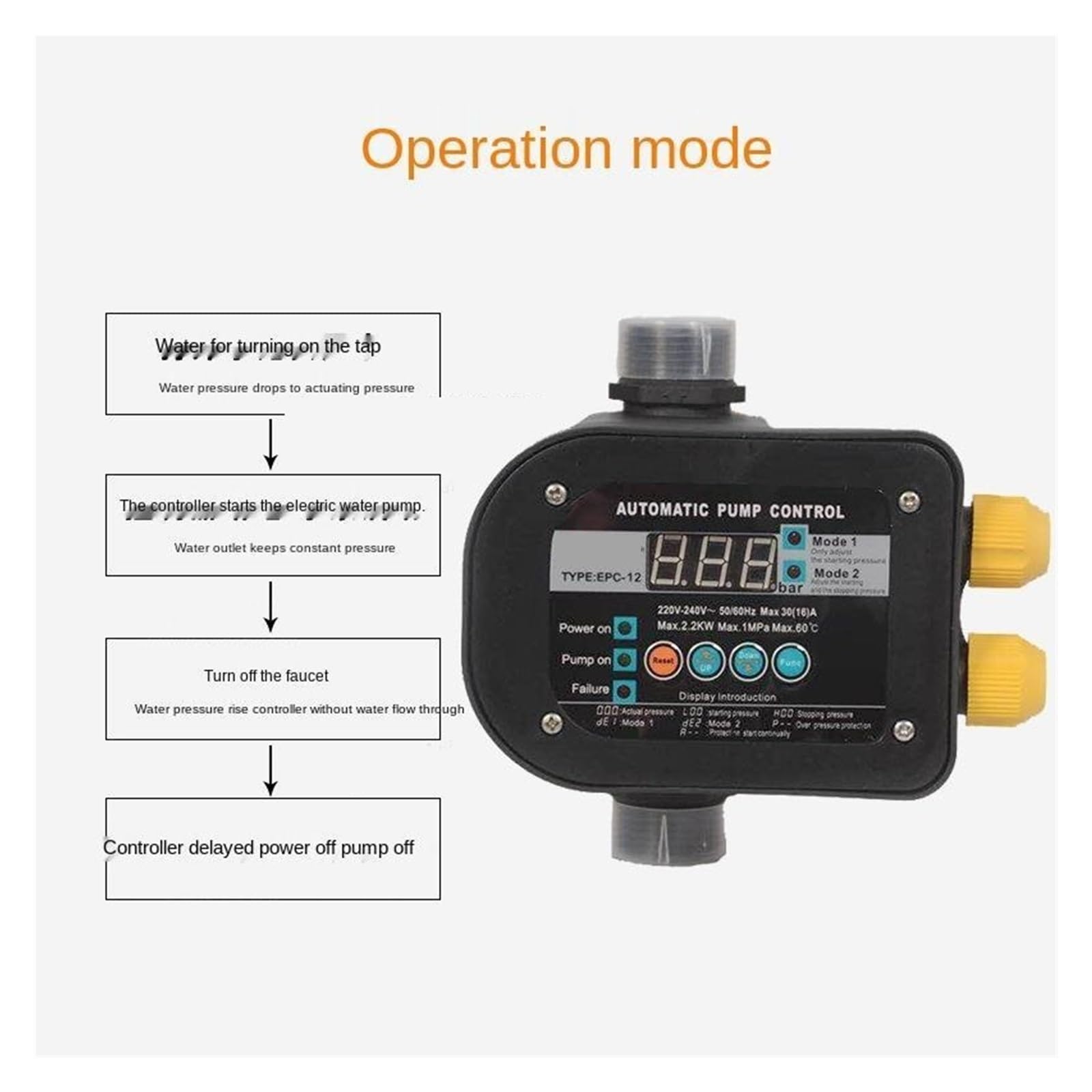 Presostato, Interruptor de control presión ajustable, bomba hidráulica automática, interruptor flujo agua refuerzo, controlador electrónico