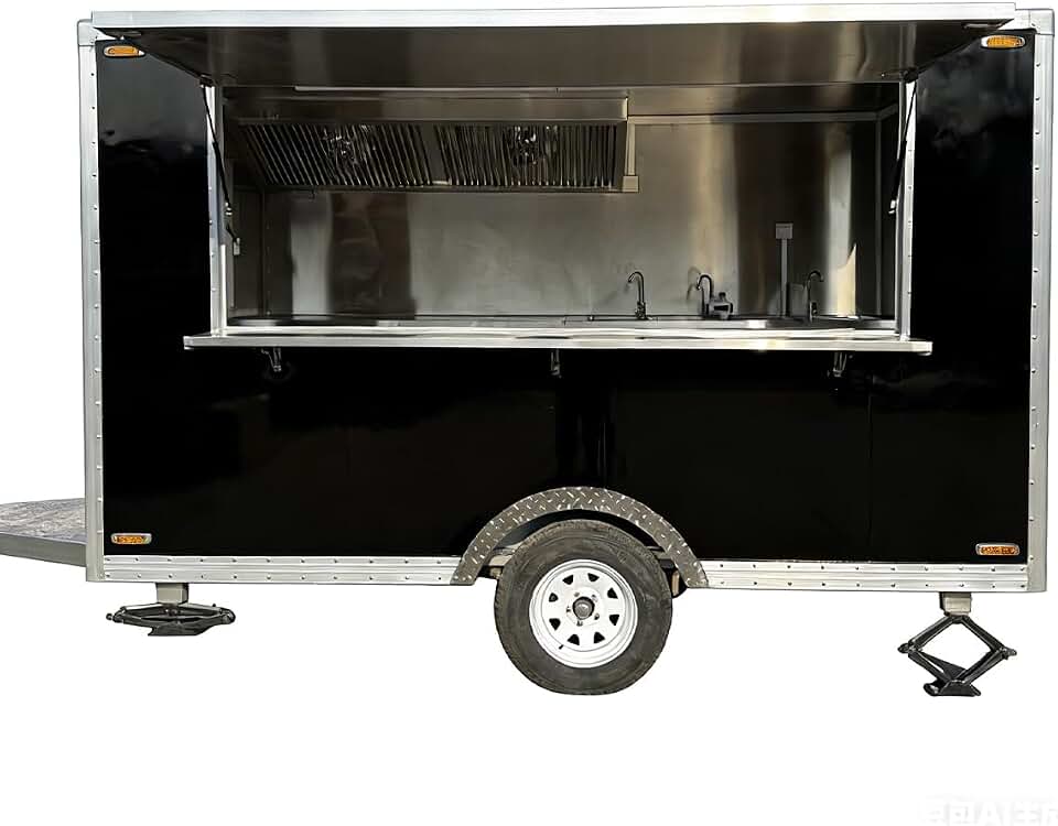 Mobile Food Truck Trailer - Custom Kitchen with Refrigerator & Sink - Ideal for Coffee, Ice Cream, BBQ Vending Business