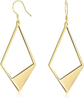 Sterling Silver Dangle Earrings for Women 14K Gold Plated Lightweight St...
