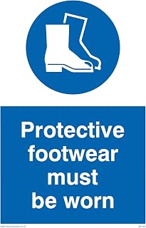 Viking Signs MP285-A6P-V"Protective Footwear Must Be Worn" Sign, Vinyl, 150 mm H x 100 mm W
