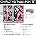 LIRFIX Pink 20-Piece 3.6V USB Rechargeable Cordless Screwdriver Set - Compact Toolbox with Claw Hammer, Needle-Nose Pliers & Screwdriver Bits, Low-Power Electric Tool Kit for Women, Ideal Gift