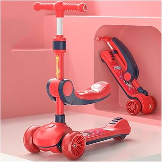 Scooters for Kids Scooters for Adults 3 Wheels Scooter For Kids,Adjustable Height 60-80cm Anti-Slip Deck Flashing Wheel Lights,Foldable Scooter With Removable Seat,For Boys/Girls 3-14 Year Old