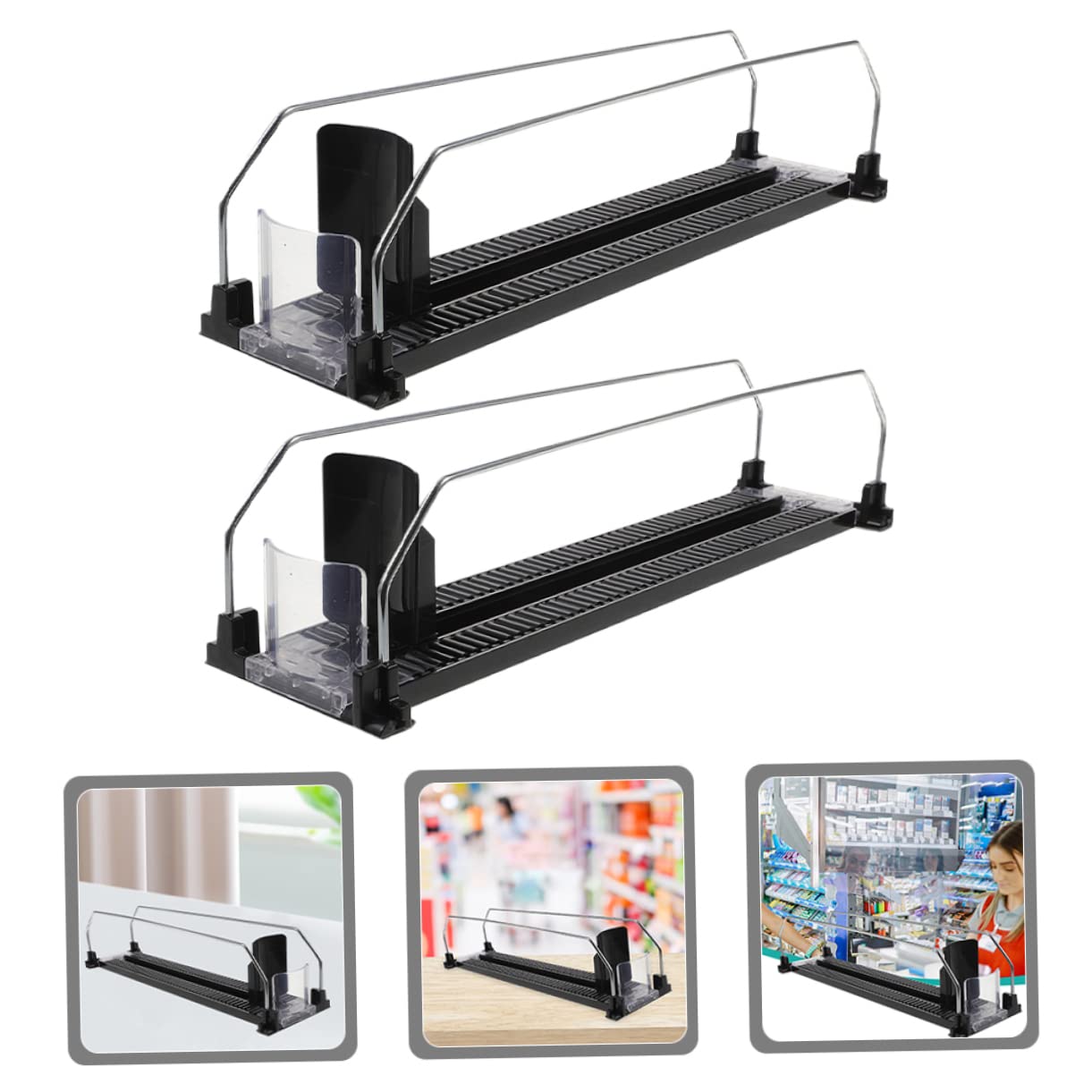 HOODANCOS 2pcs Automatic Beverage Glide Pusher Dispenser for Supermarkets and Vending Machines and Drink Organizer Easy Installation for Home Refrigerators