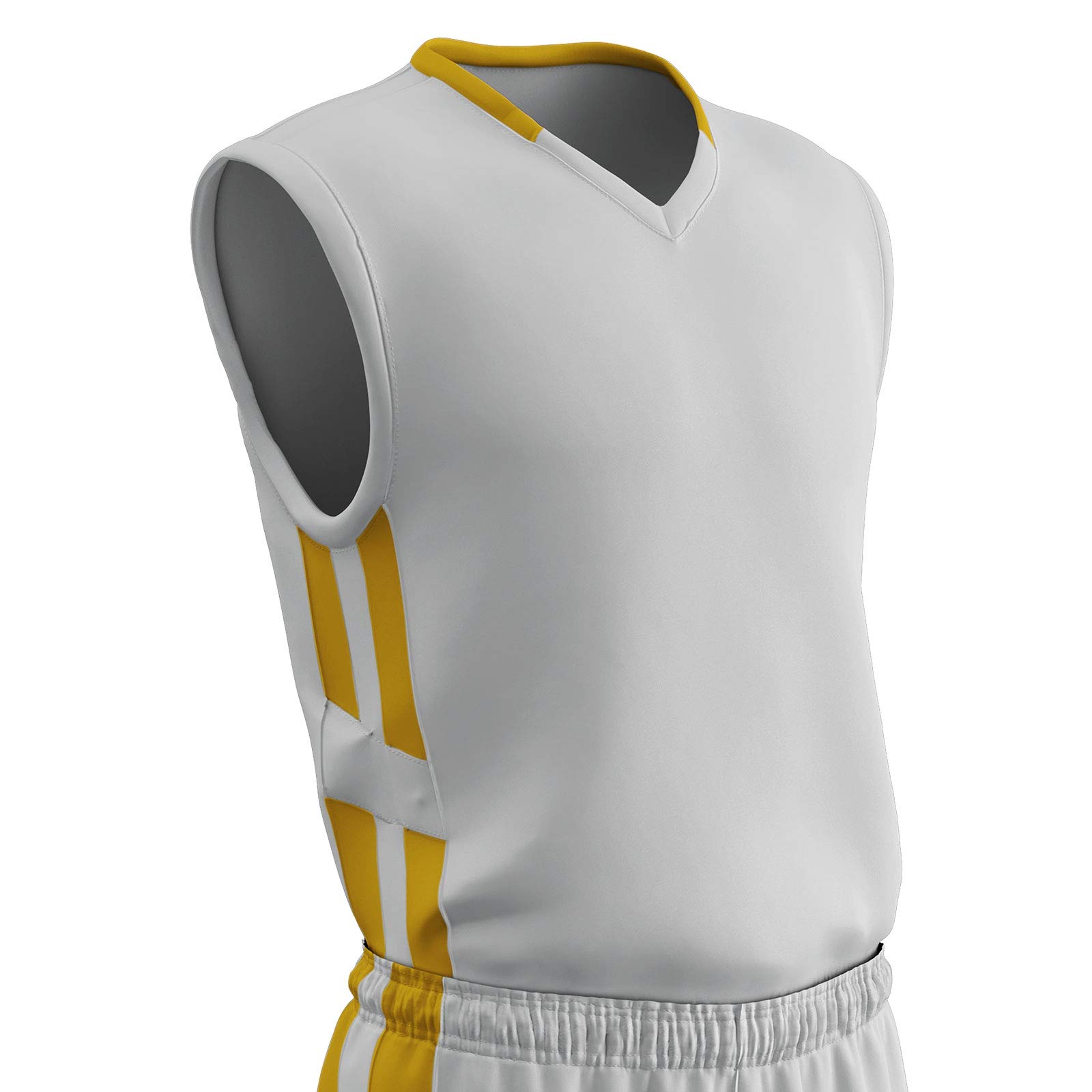CHAMPRO Muscle Dri Gear poliester koszulka do koszykówki, dorosły duży, biały, złoty
