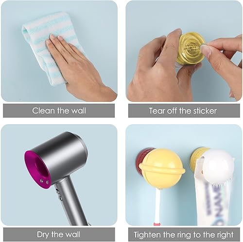 Miniatura 9 de Soportes autoadhesivos para cepillos de dientes montados en la pared, organizador de cepillos de dientes para ducha, colgador multiusos para enchufe