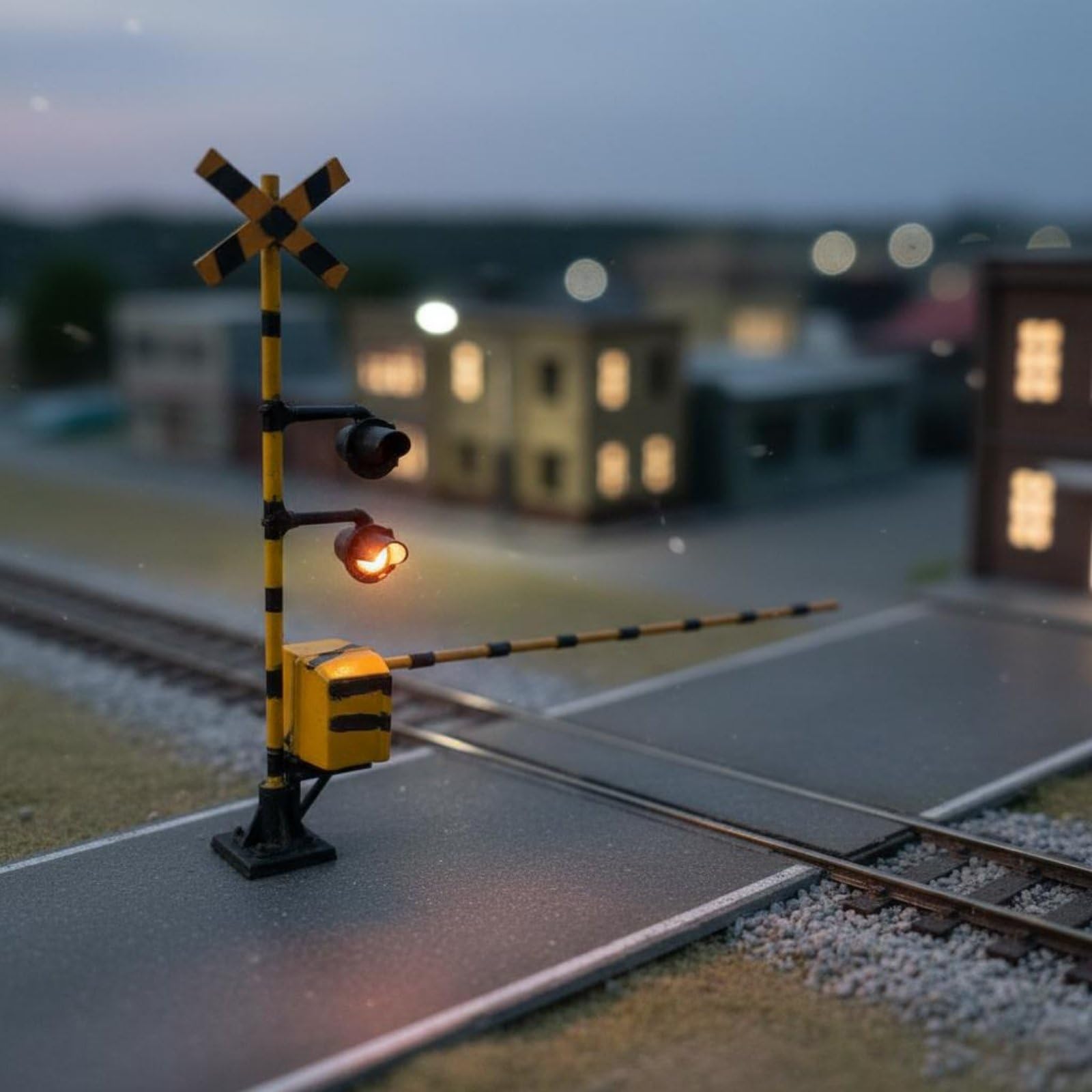 Ferroviario Modello Lampione Segnalazione Ferrovia Luce Semaforo Miniature in Resina Effetto Realistico con Faro Funzionante per Plastici Treni Diorami Cittadini Presentazioni