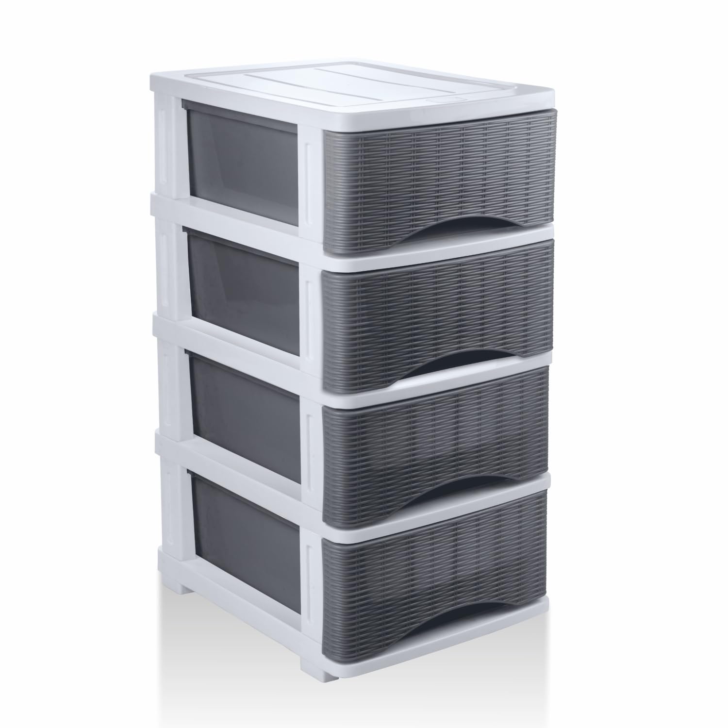 Cane Tuckins No. 24 | Multi-Compartment Plastic Drawers | Storage Organizer | Multipurpose Plastic Modular Storage Organizer Box | 39.3 X 29.6 X 61.4 cm | Grey