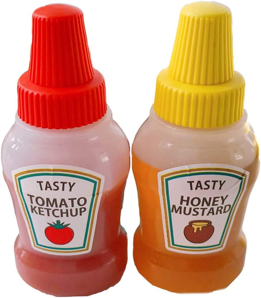 Eioflia 2 Pieces Mini Ketchup Bottles, 25ml Refillable