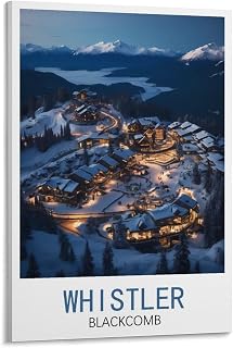 BEXYQVRI Whistler Blackcomb Vintage Travel Poster 20x30inch(50x75cm) Canvas Wall Art Print Picture Paintings for Living Room Bedroom Decor